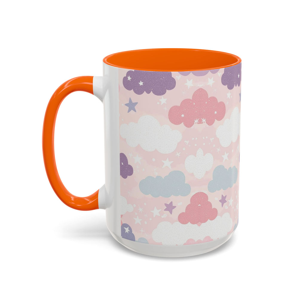 Pastel Cloud Pattern Coffee Mug | Cute Stars and Clouds Design