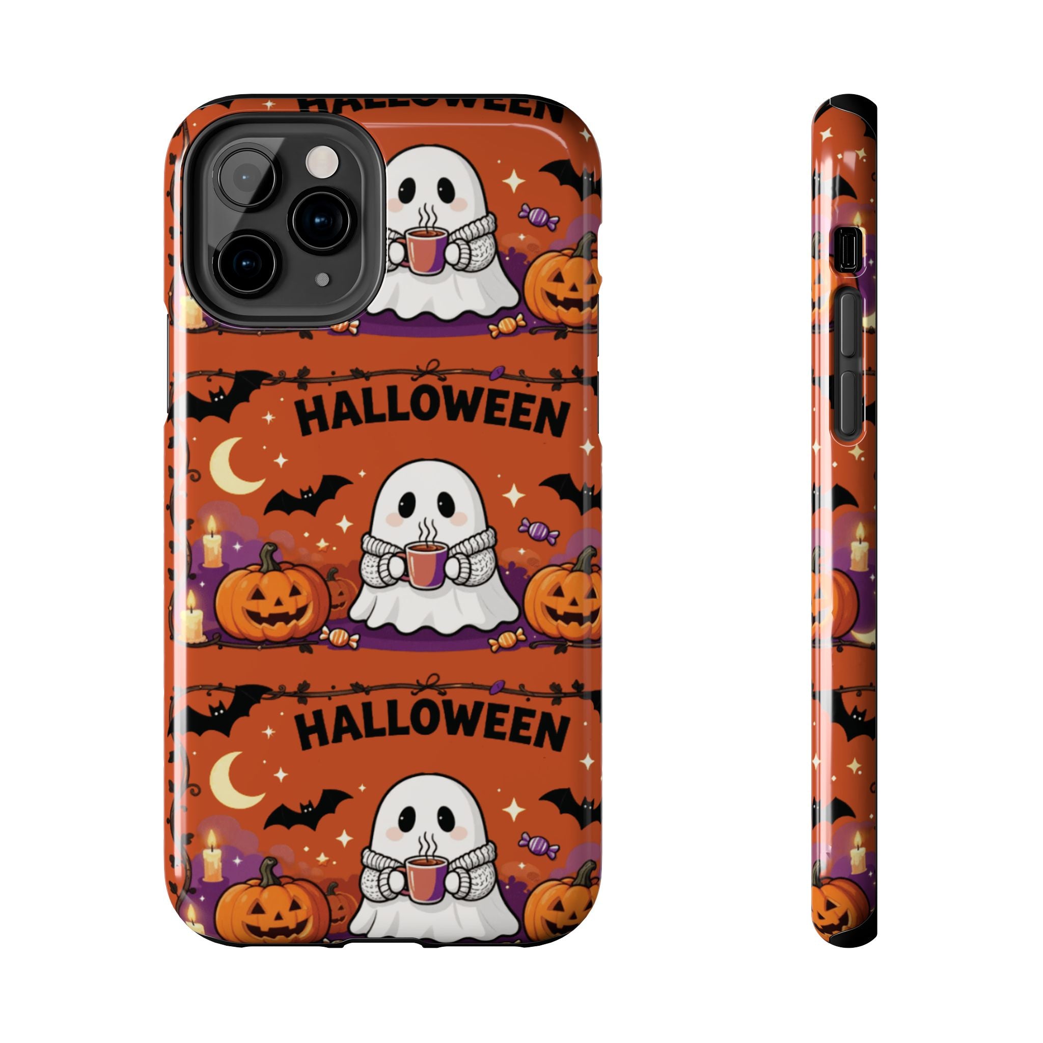 Halloween Ghost Pattern Tough Phone Case — Cute Pumpkin & Candy Halloween Phone Cover
