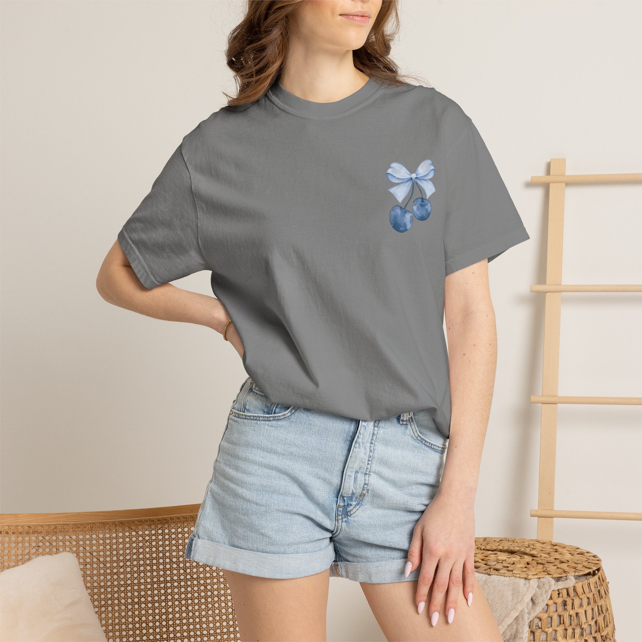 Blue Watercolor Cherries T-Shirt