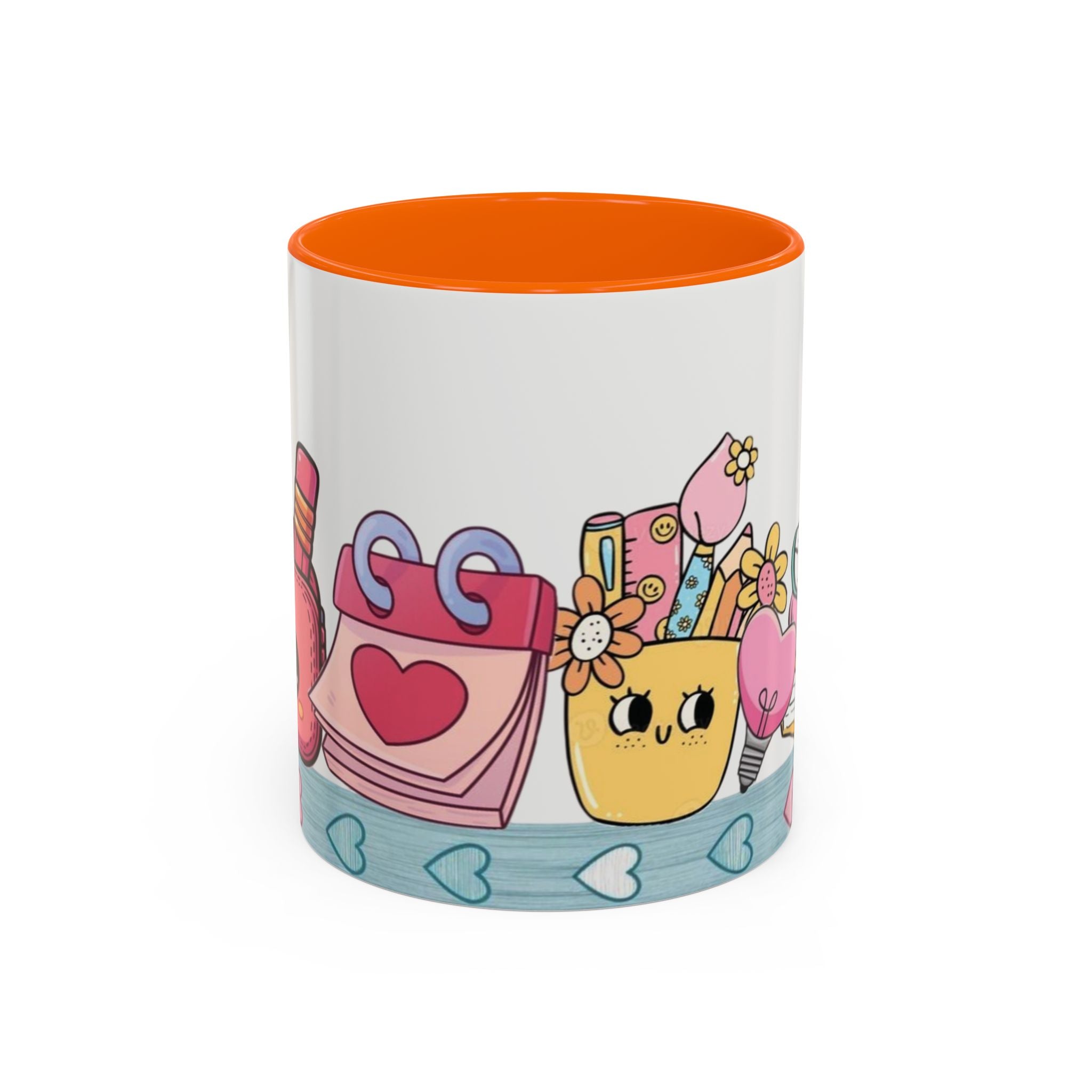 Cute Teacher Desk Accent Coffee Mug — Kawaii School Supplies Design