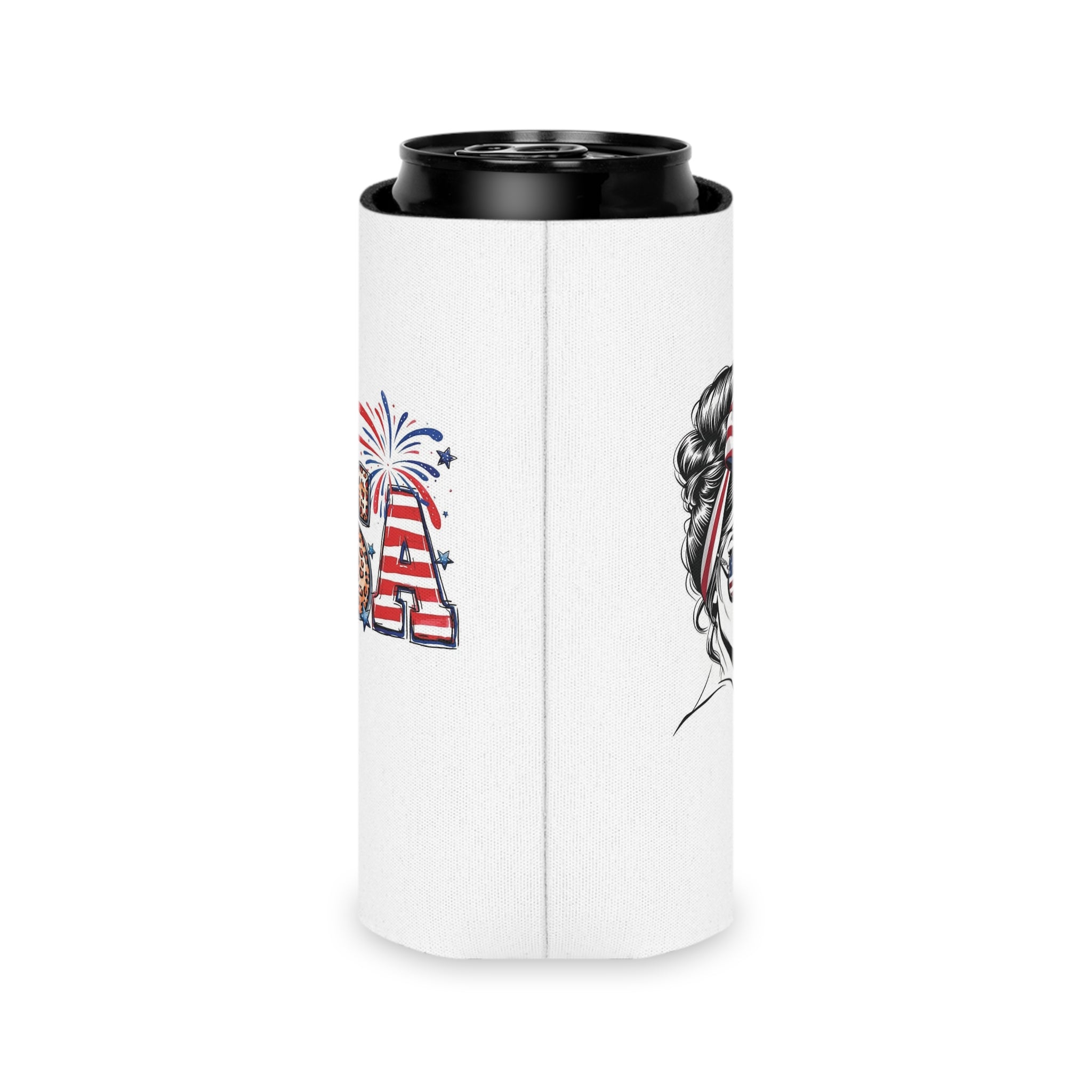 Patriotic USA Letters Can Cooler | American Flag Fireworks