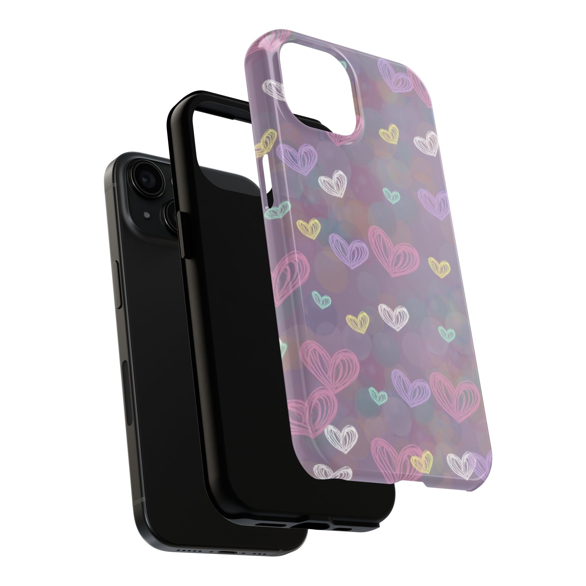 Tough Phone Case — Pastel Heart Pattern Protective Phone Cover