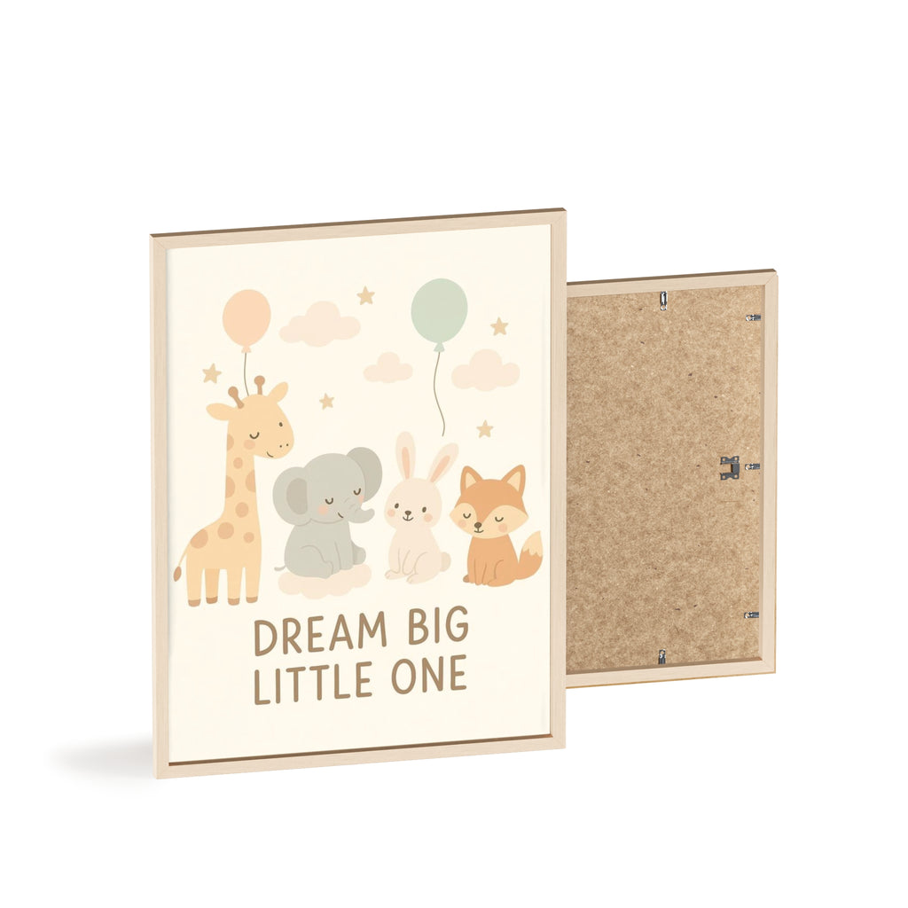 Dream Big Little One Nursery Poster — Woodland Animals Framed Wall Art
