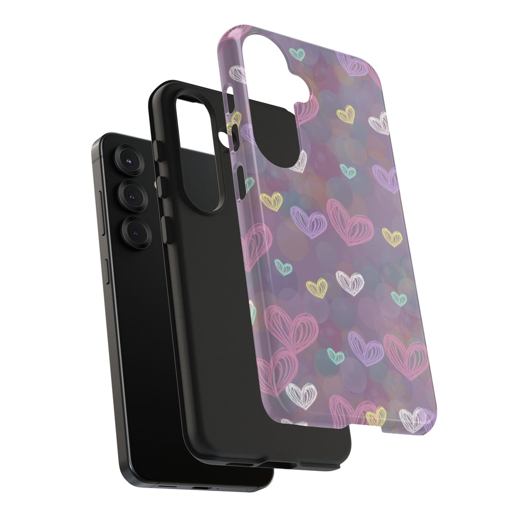 Tough Phone Case — Pastel Heart Pattern Protective Phone Cover