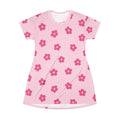 Pink Floral T-Shirt Dress - Cute All-Over-Print Daisy Pattern