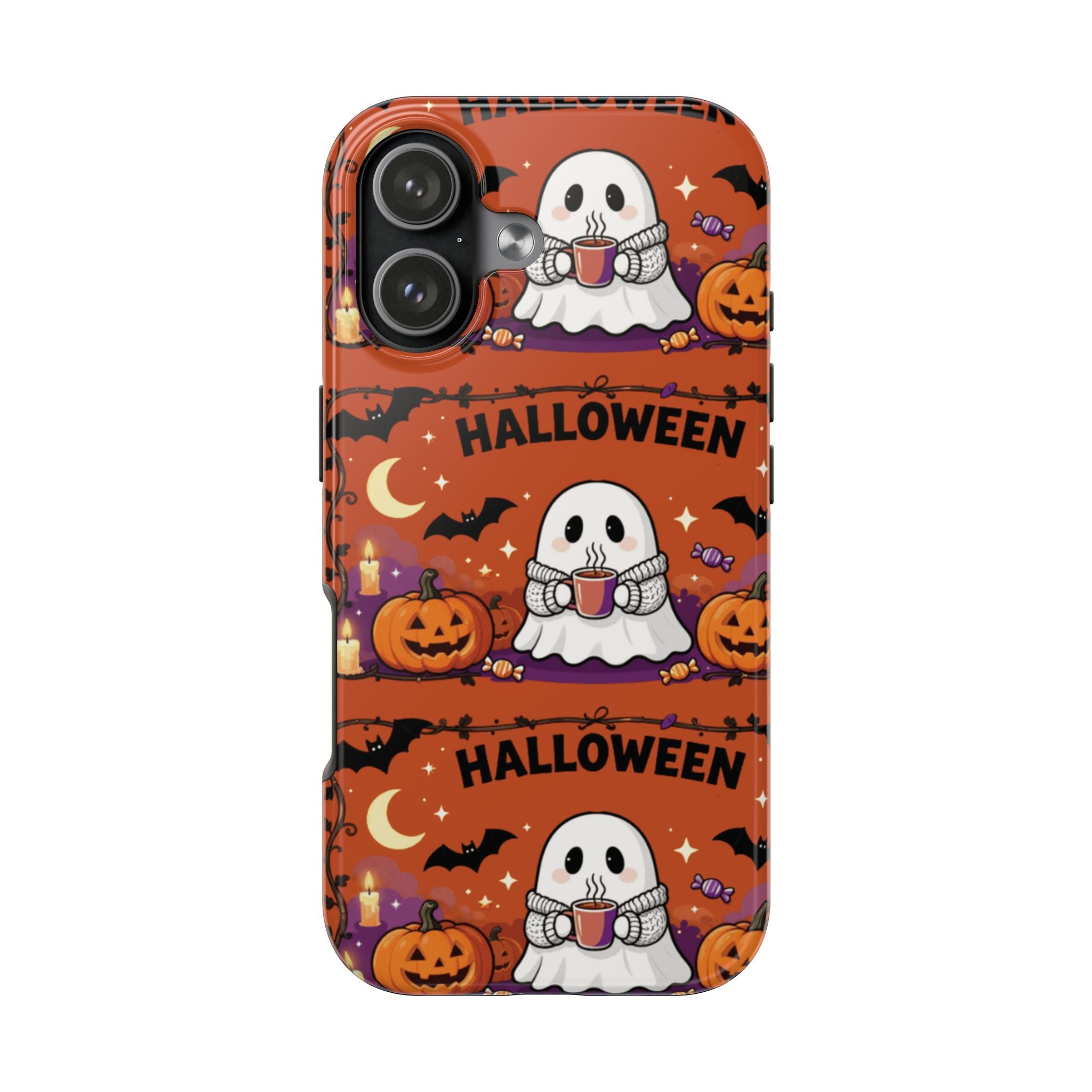 Halloween Ghost Pattern Tough Phone Case — Cute Pumpkin & Candy Halloween Phone Cover