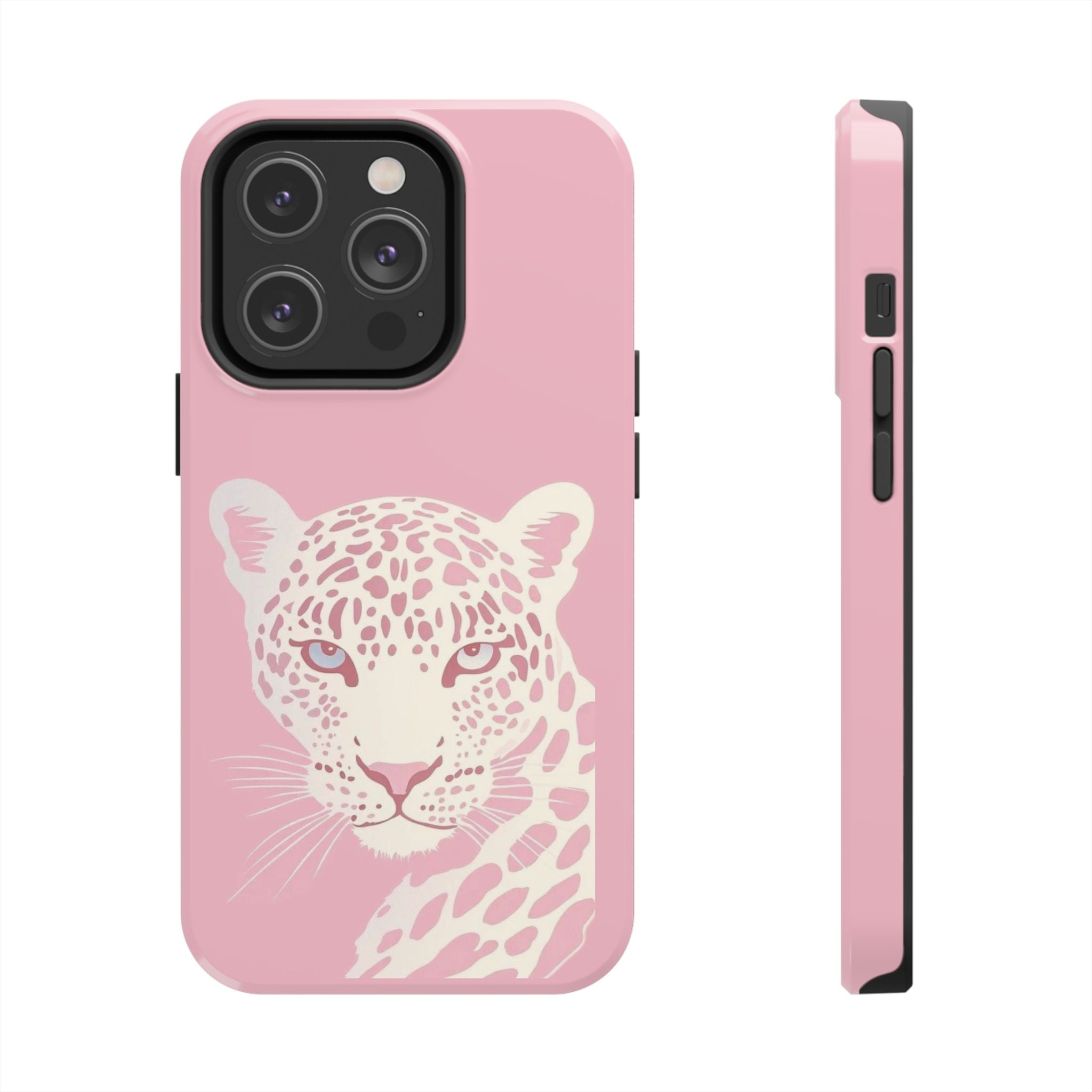 Tough Phone Case — Pink Leopard Face Protective Phone Cover