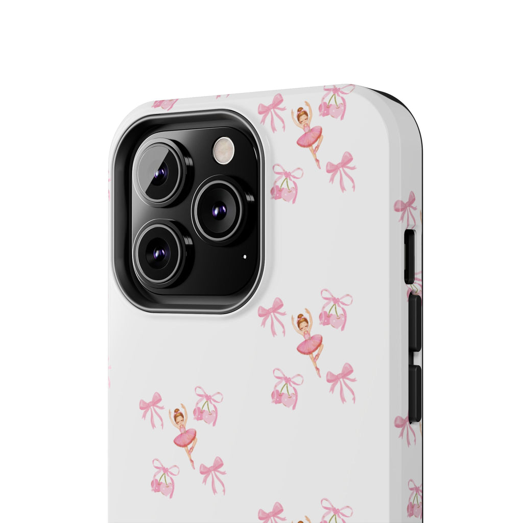 Pink Ballet Pattern Tough Phone Case — Cute Ballerina & Ribbon Design