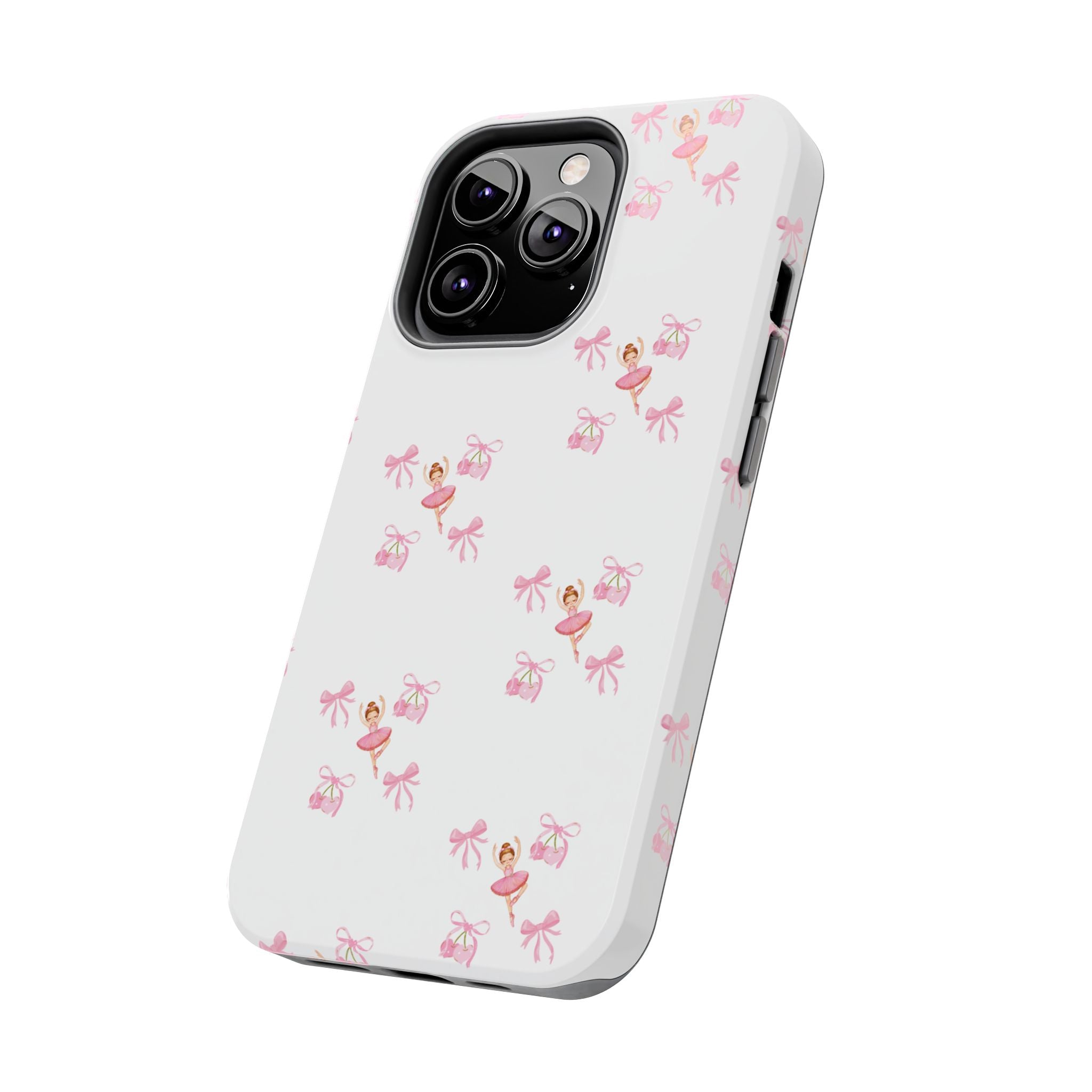 Pink Ballet Pattern Tough Phone Case — Cute Ballerina & Ribbon Design