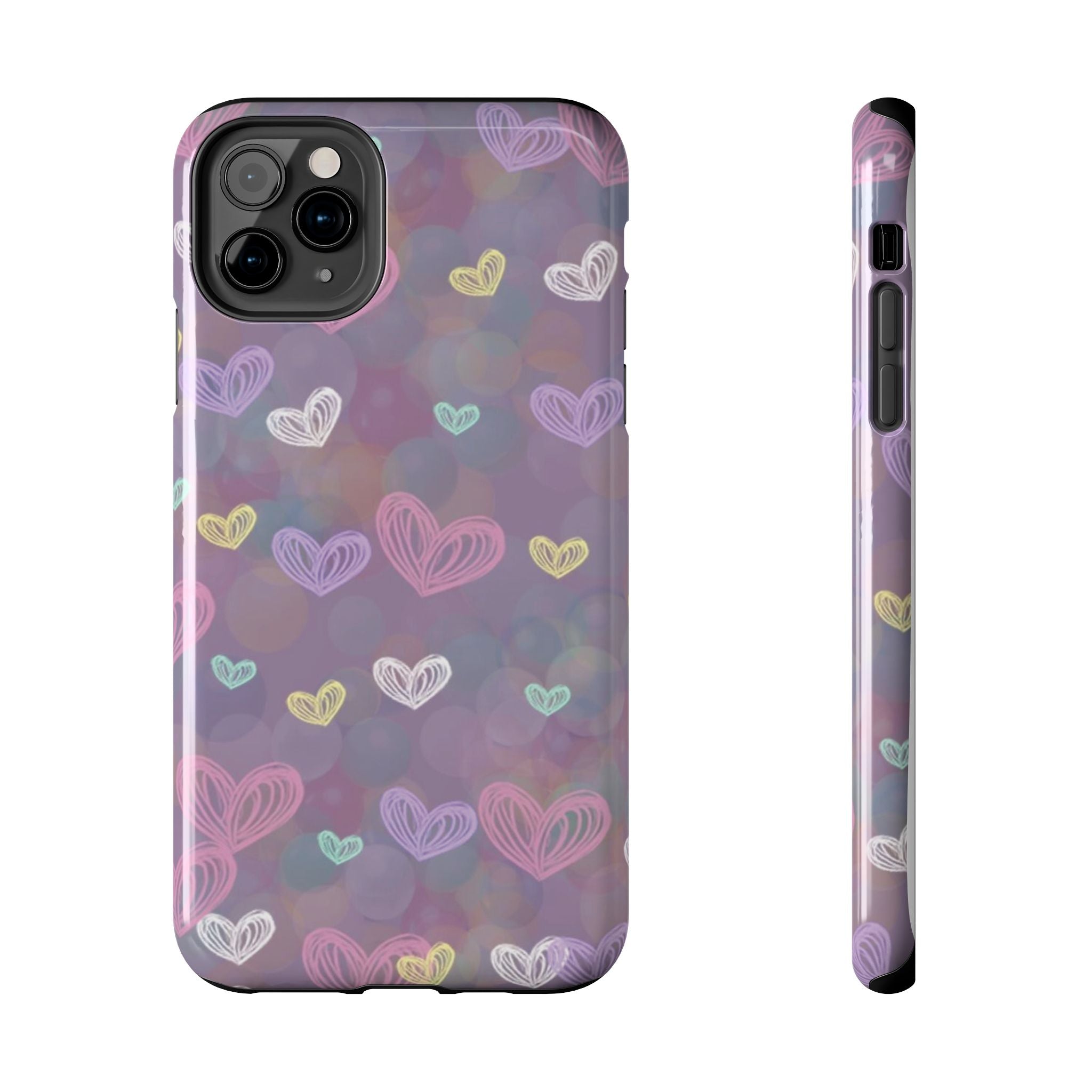 Tough Phone Case — Pastel Heart Pattern Protective Phone Cover
