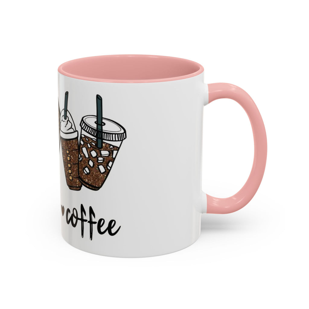 Coffee Love Accent Mug — Leopard Print Peace, Heart & Coffee Design (11/15oz)