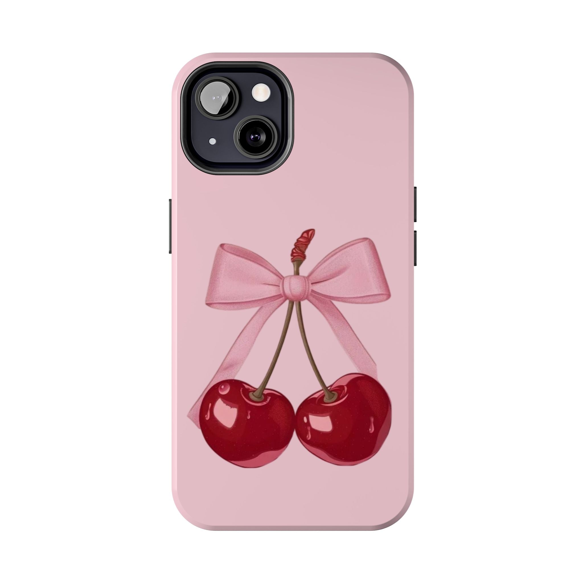 Pink Cherry Tough Phone Case — Cute Bow Cherry Protective Phone Cover