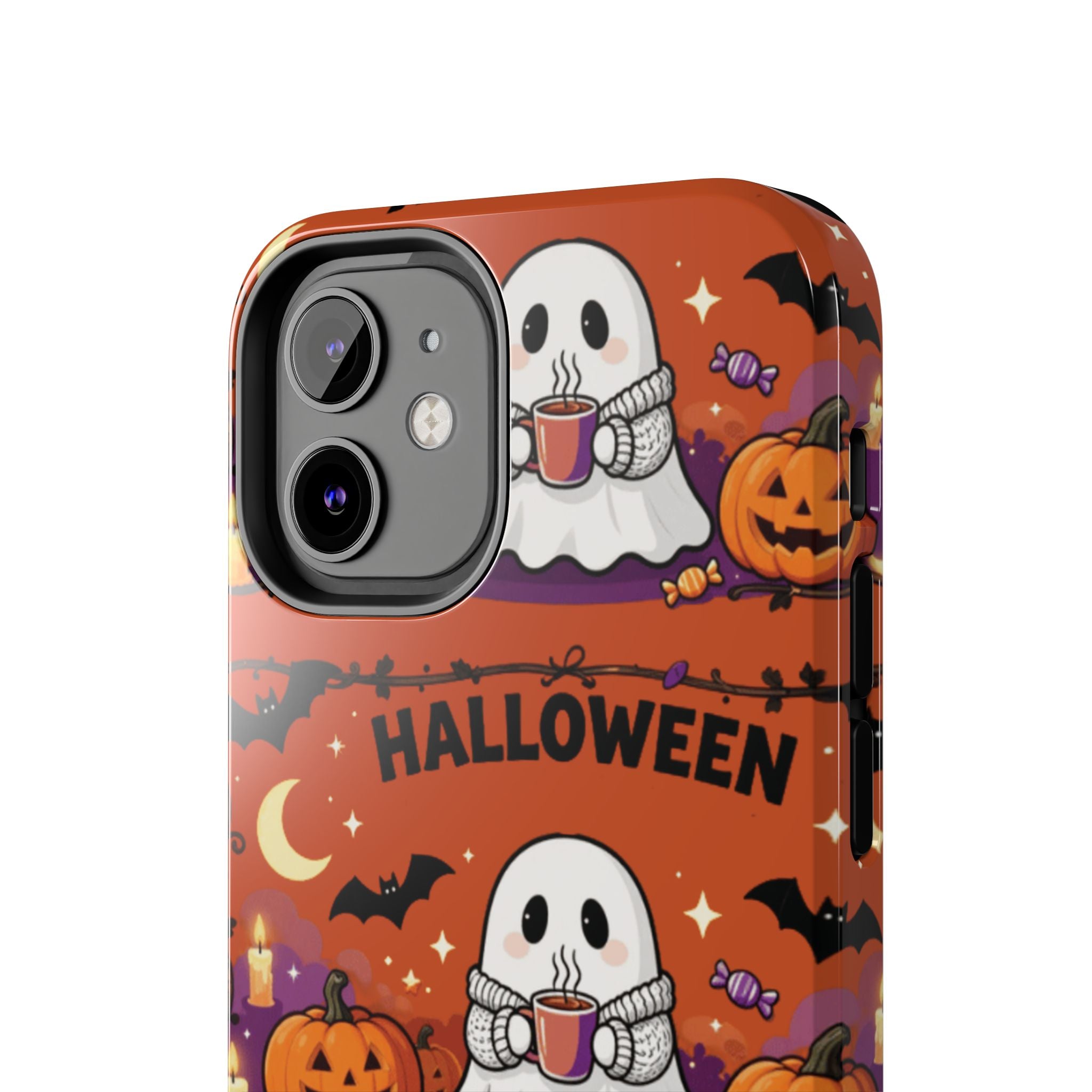 Halloween Ghost Pattern Tough Phone Case — Cute Pumpkin & Candy Halloween Phone Cover