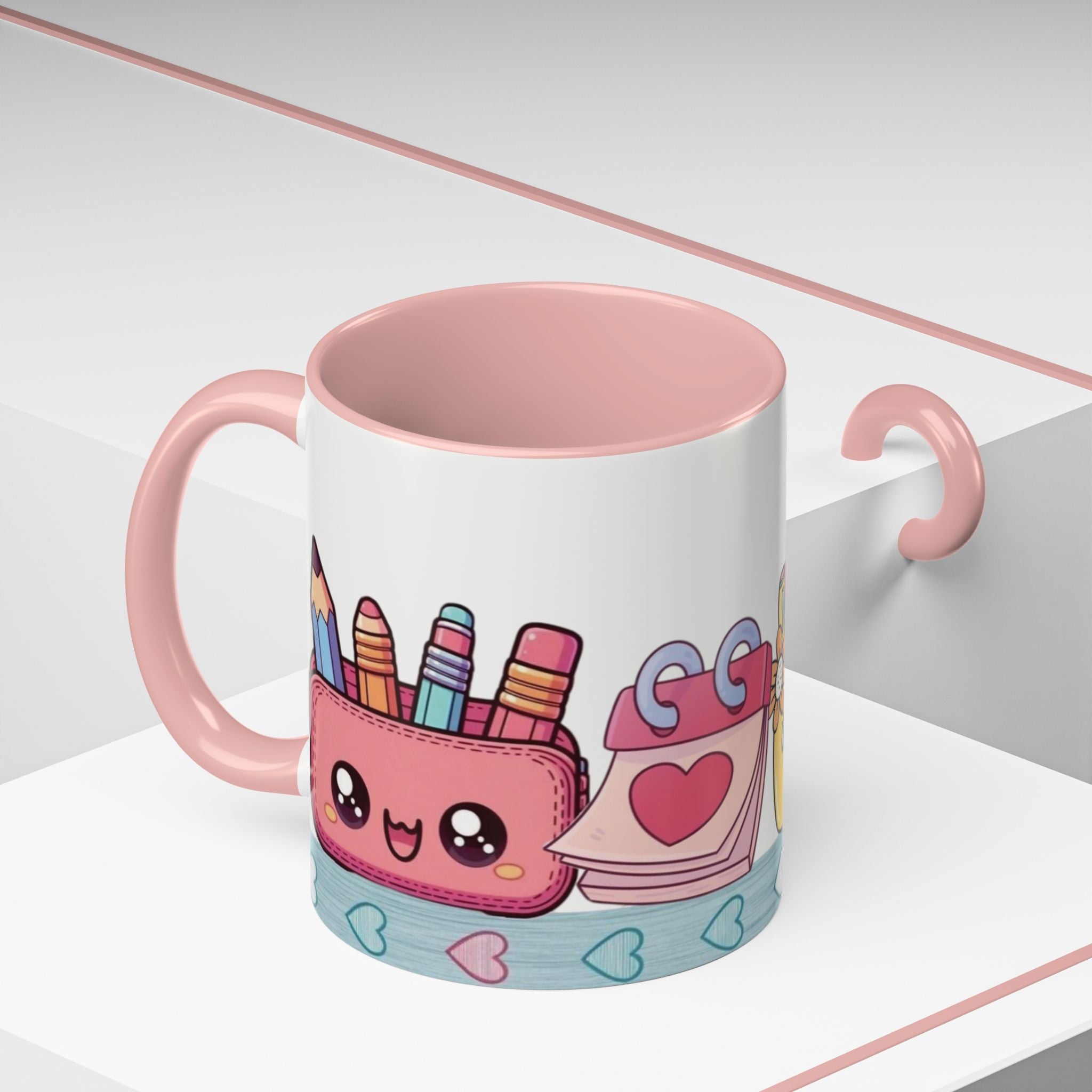 Cute Teacher Desk Accent Coffee Mug — Kawaii School Supplies Design