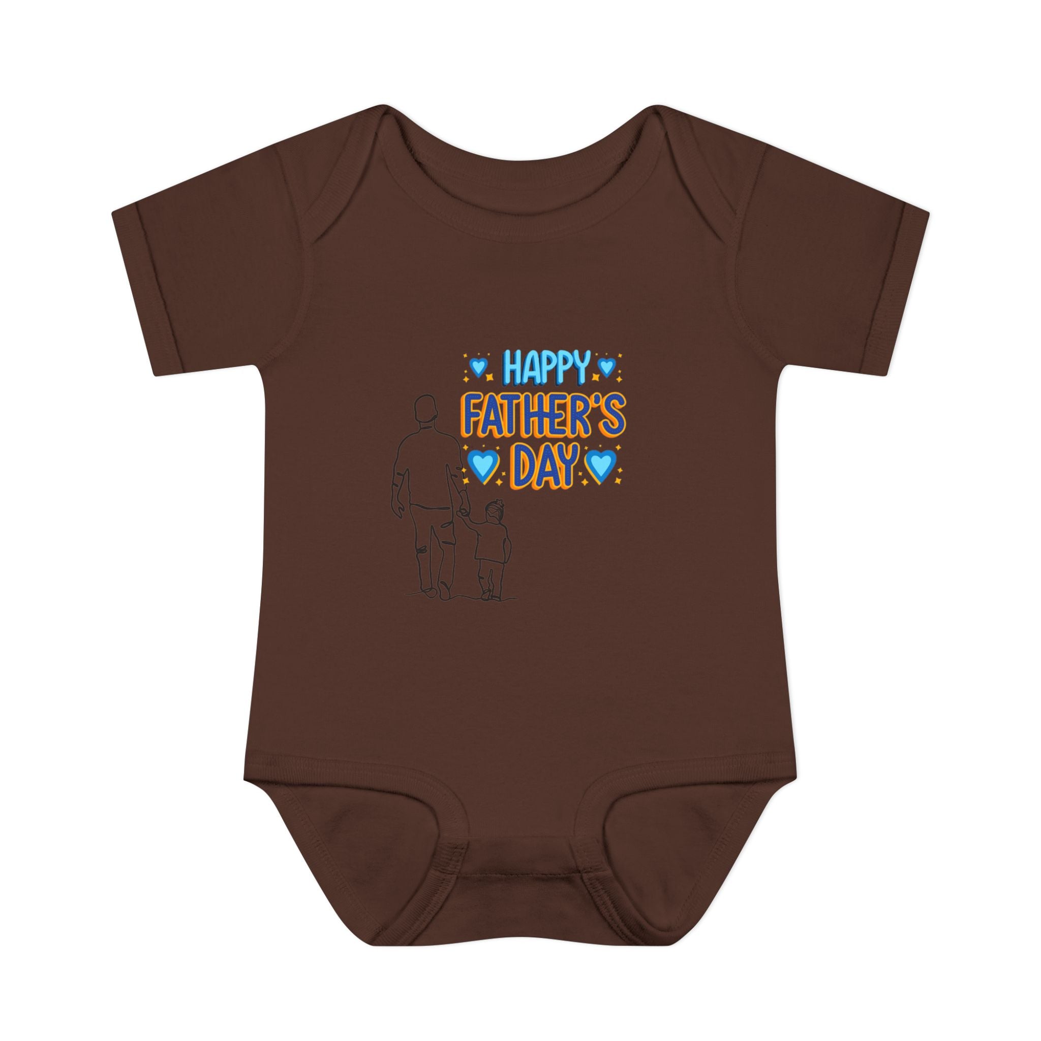 Happy Father s Day baby bodysuit Daddy and child illustration