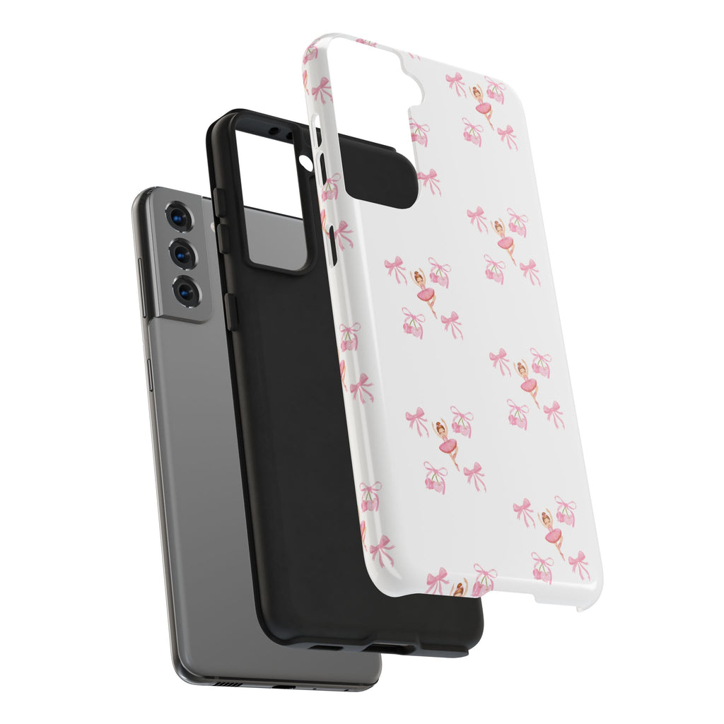 Pink Ballet Pattern Tough Phone Case — Cute Ballerina & Ribbon Design