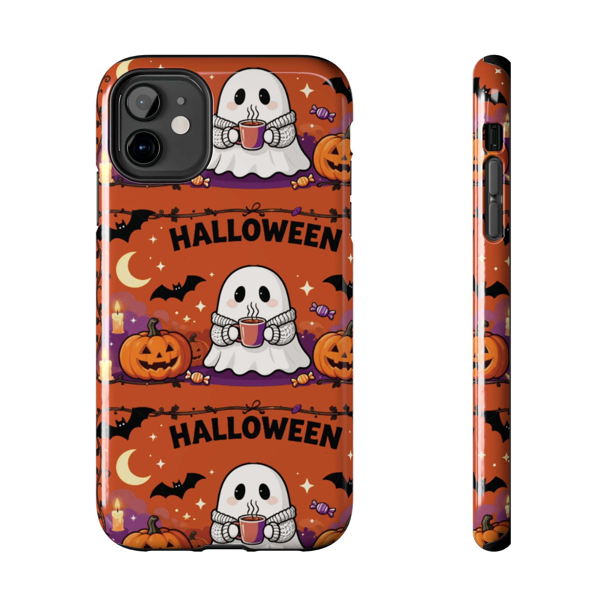 Halloween Ghost Pattern Tough Phone Case — Cute Pumpkin & Candy Halloween Phone Cover