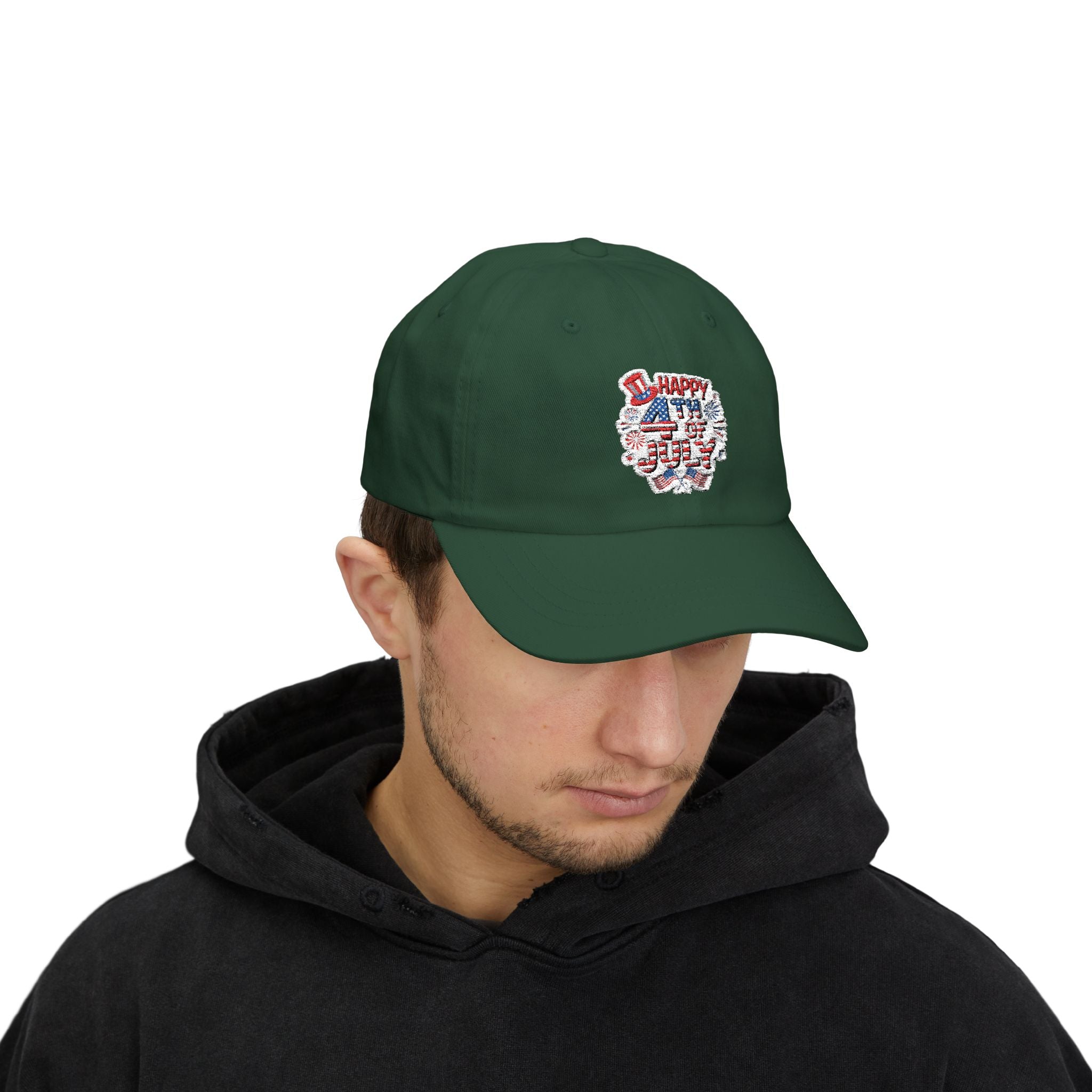 Patriotic 4th of July fireworks Dad Cap | American flag baseball hat