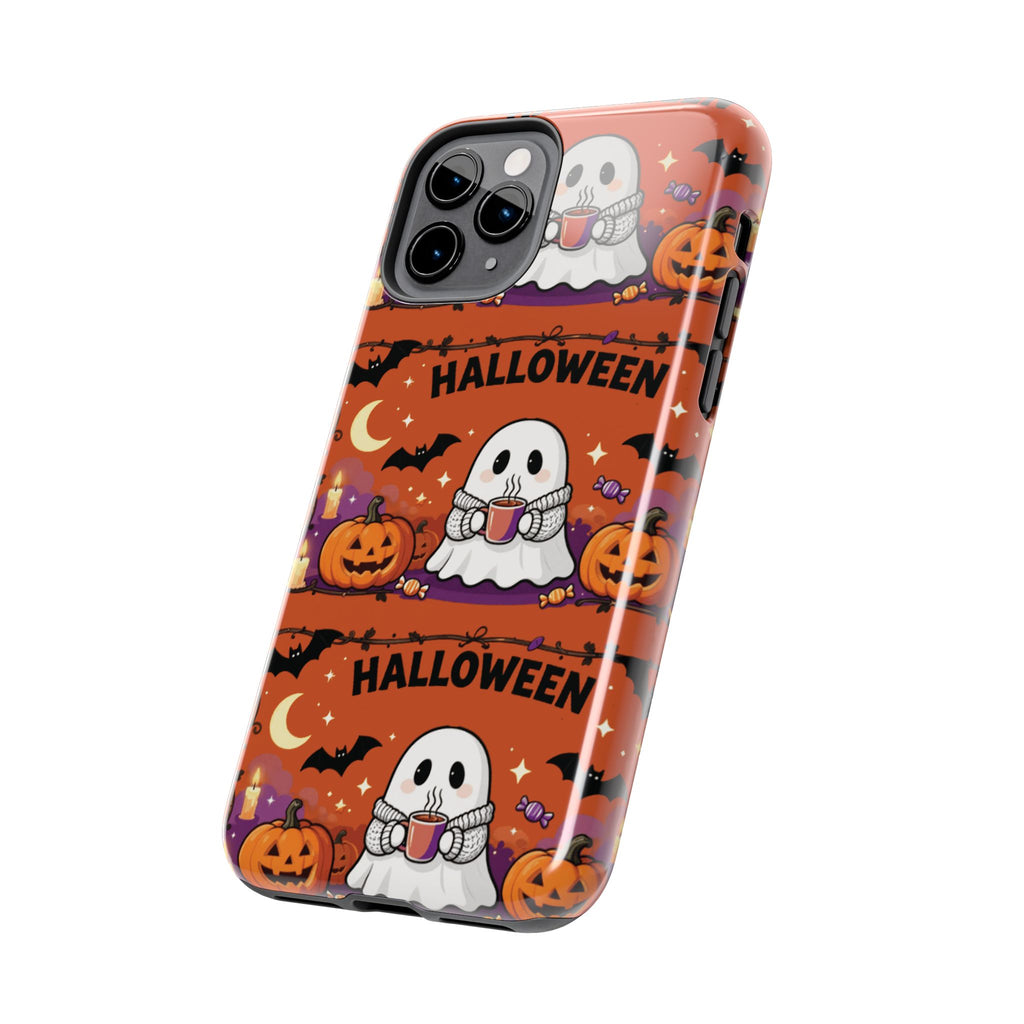 Halloween Ghost Pattern Tough Phone Case — Cute Pumpkin & Candy Halloween Phone Cover
