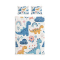 Dinosaur Kids Bedding Set – Cute Blue & Yellow Dino Cotton Bed Set for Nursery & Toddler Bedrooms