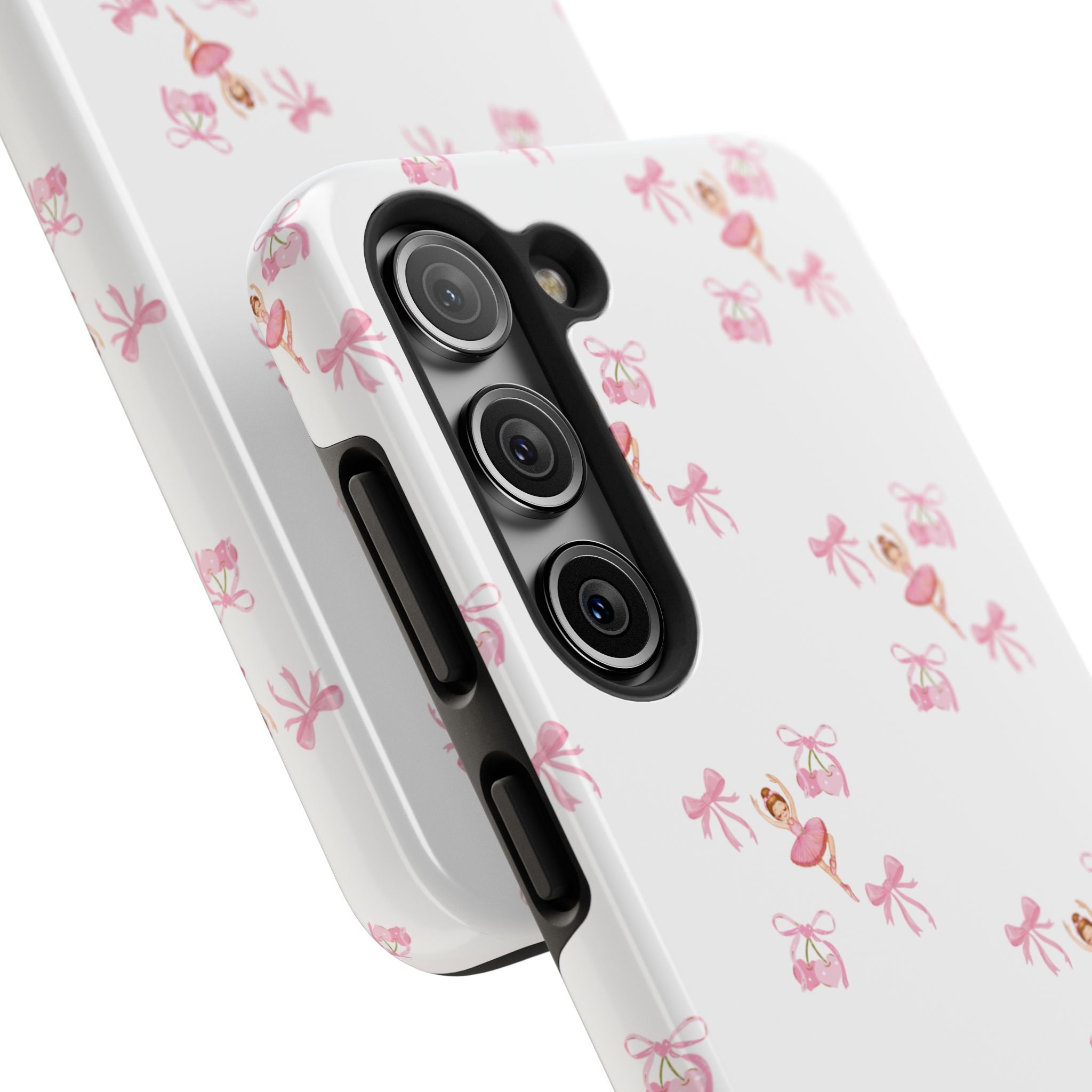 Pink Ballet Pattern Tough Phone Case — Cute Ballerina & Ribbon Design