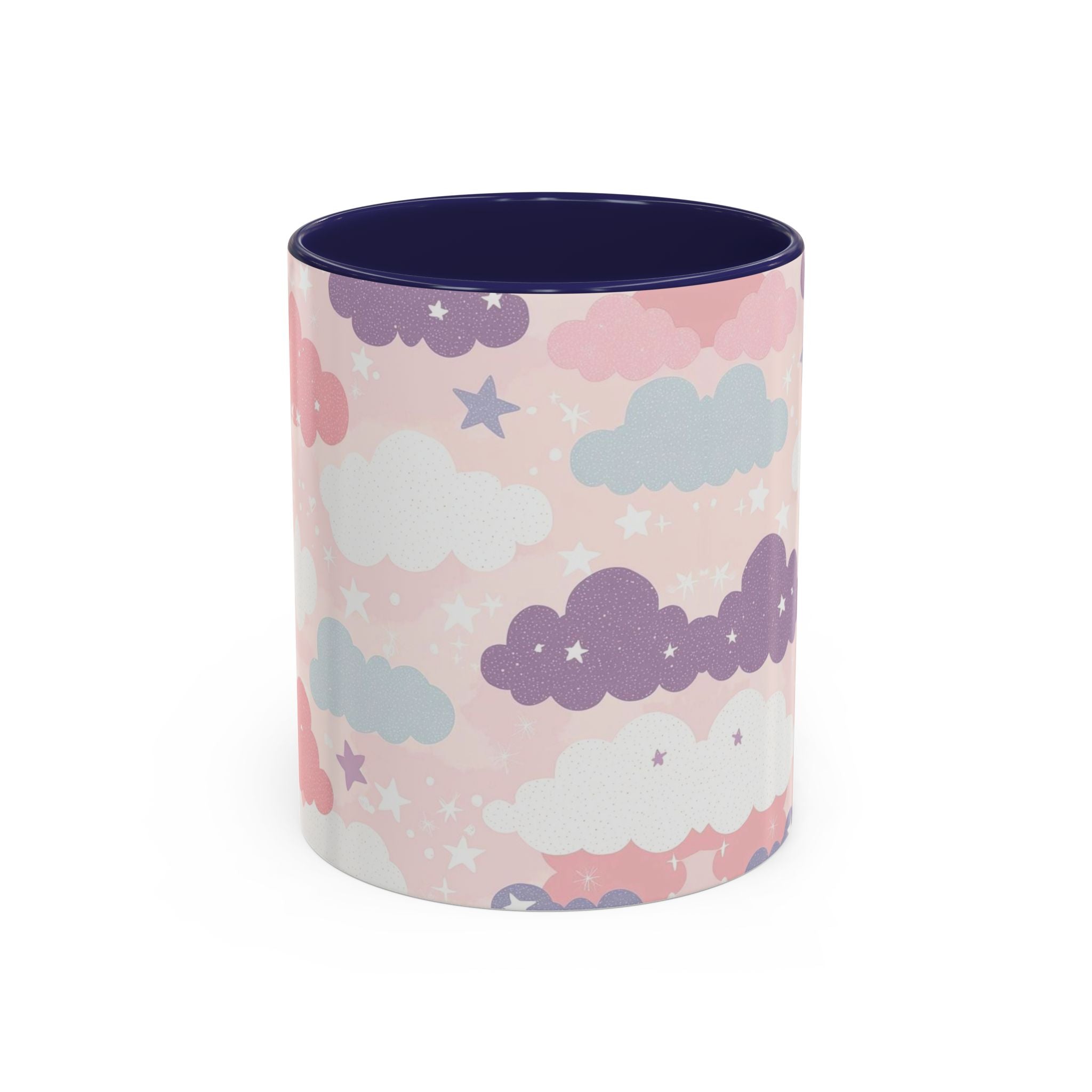 Pastel Cloud Pattern Coffee Mug | Cute Stars and Clouds Design