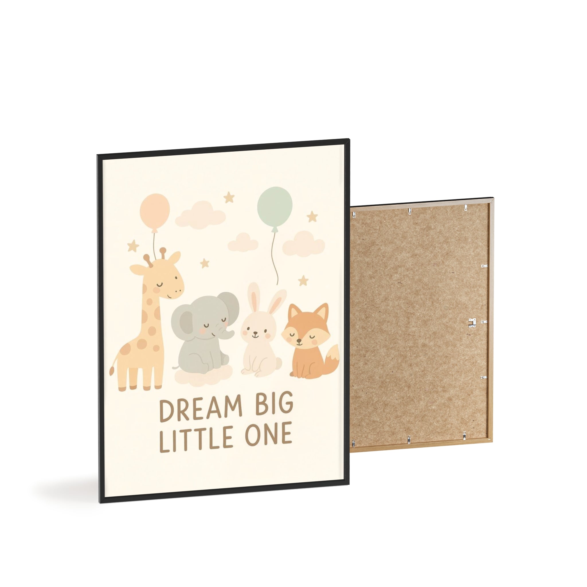 Dream Big Little One Nursery Poster — Woodland Animals Framed Wall Art