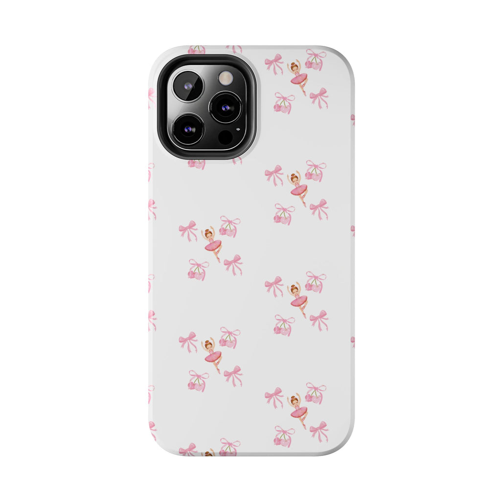 Pink Ballet Pattern Tough Phone Case — Cute Ballerina & Ribbon Design