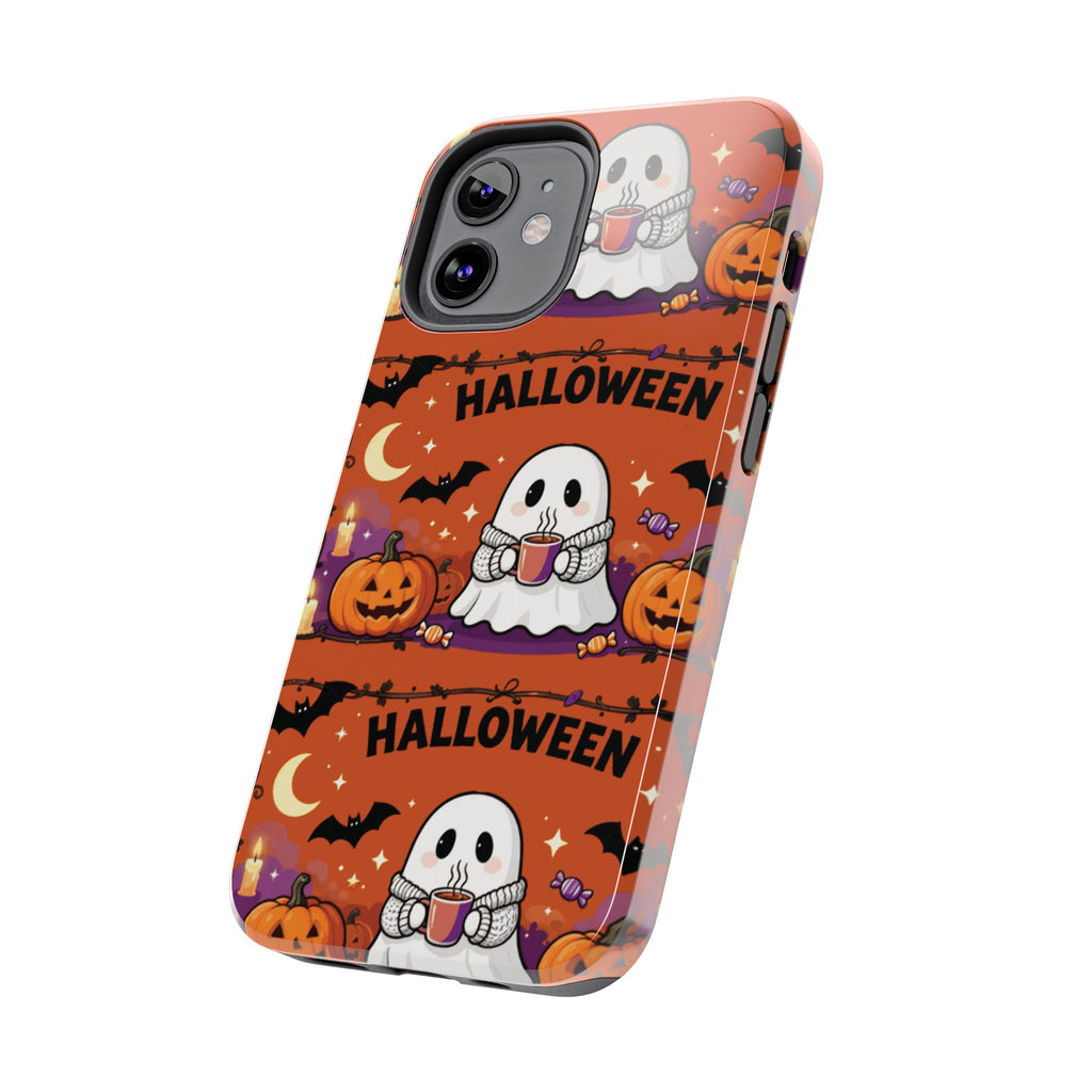 Halloween Ghost Pattern Tough Phone Case — Cute Pumpkin & Candy Halloween Phone Cover