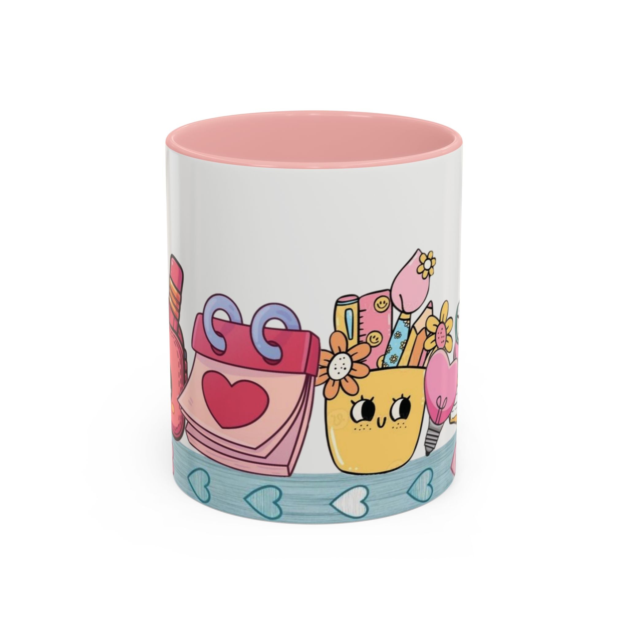 Cute Teacher Desk Accent Coffee Mug — Kawaii School Supplies Design