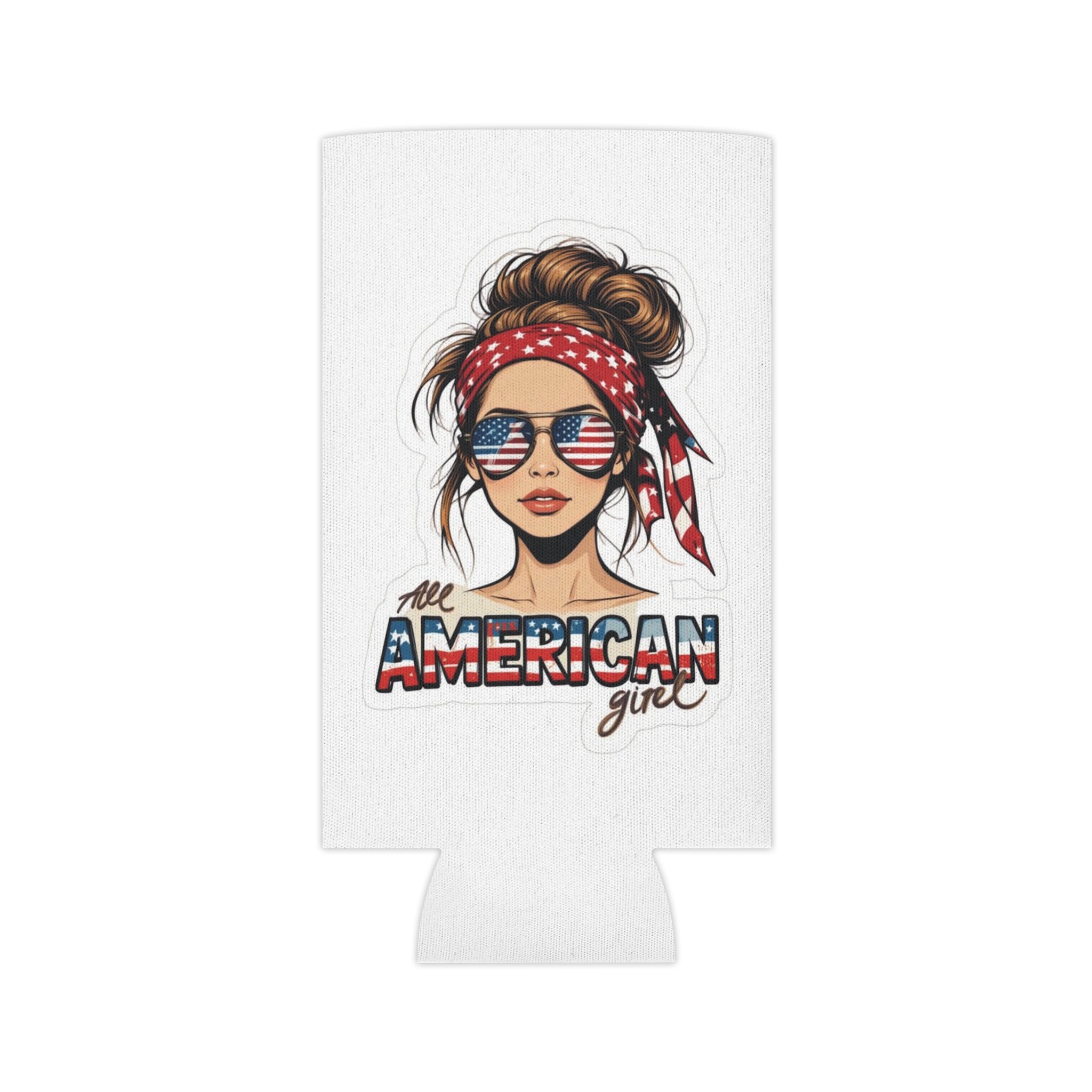 All American Girl Can Cooler | USA Fireworks Slim Koozie
