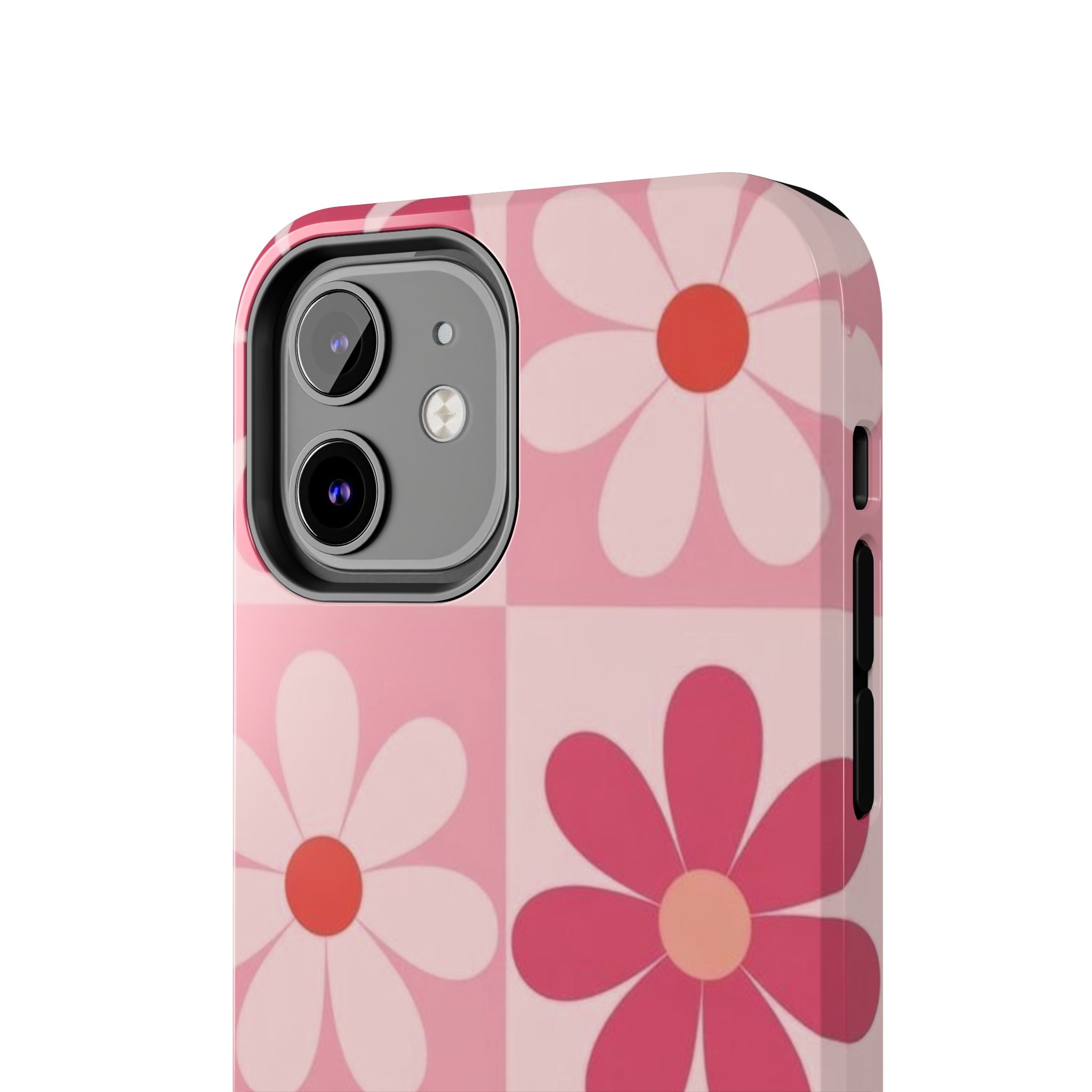 Pink Retro Daisy Phone Case — Tough Shockproof Floral iPhone Cover