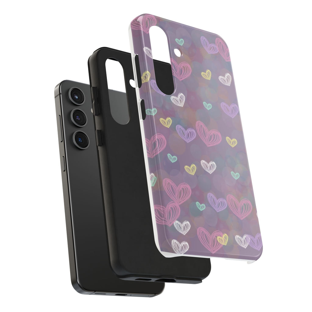 Tough Phone Case — Pastel Heart Pattern Protective Phone Cover