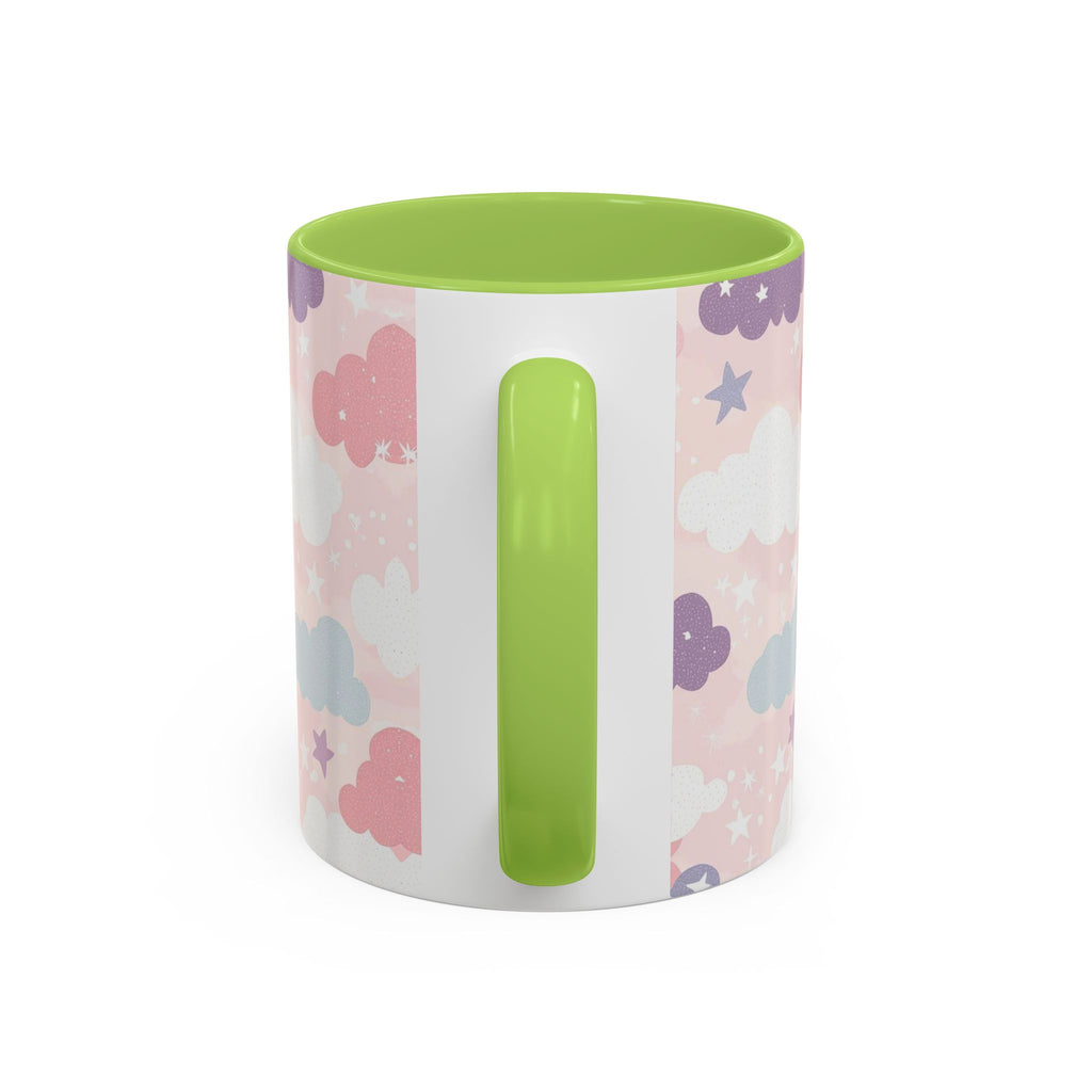 Pastel Cloud Pattern Coffee Mug | Cute Stars and Clouds Design