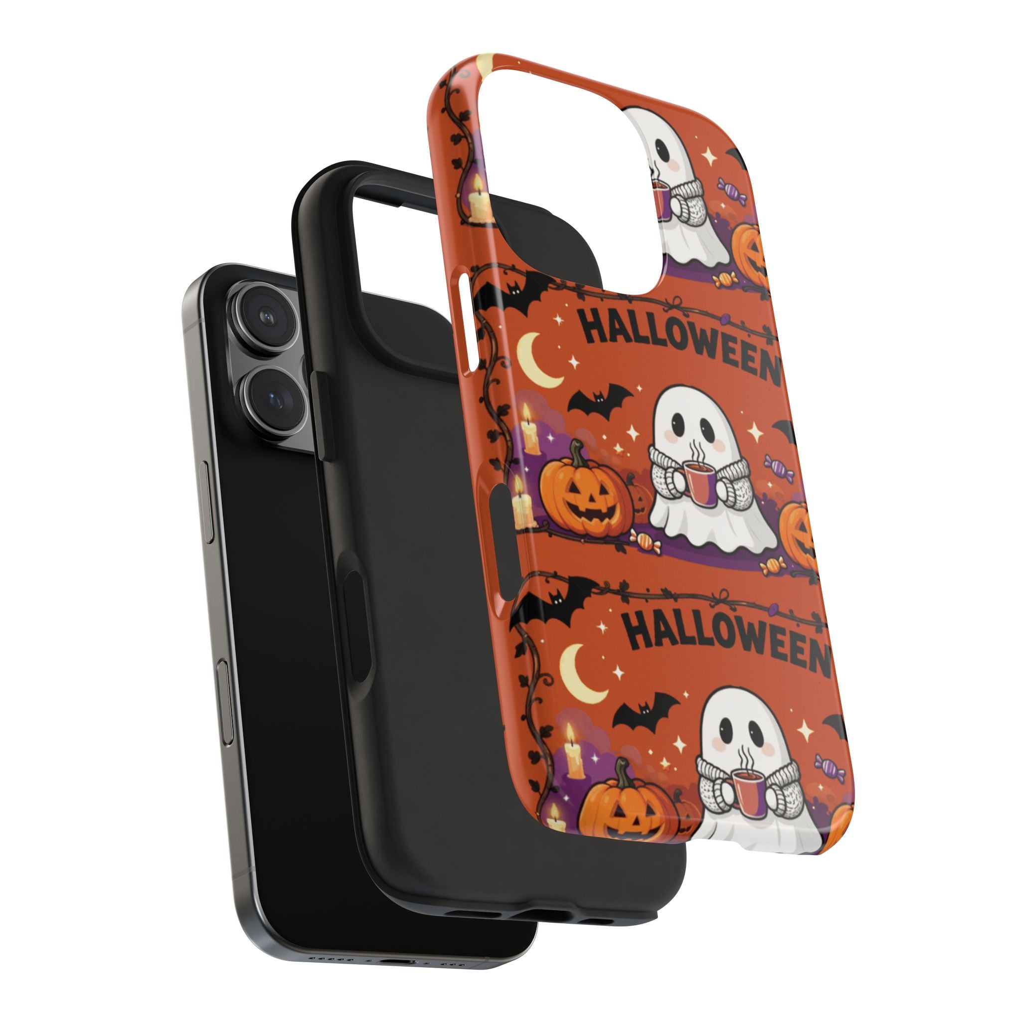 Halloween Ghost Pattern Tough Phone Case — Cute Pumpkin & Candy Halloween Phone Cover