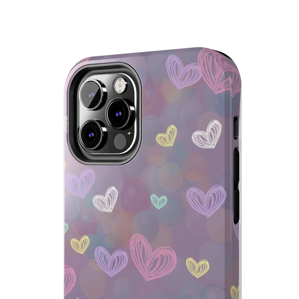Tough Phone Case — Pastel Heart Pattern Protective Phone Cover