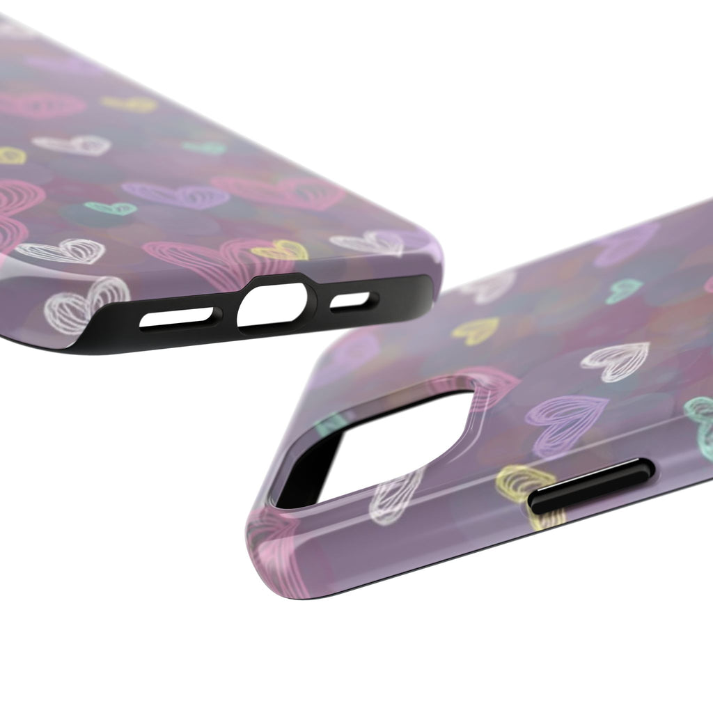 Tough Phone Case — Pastel Heart Pattern Protective Phone Cover