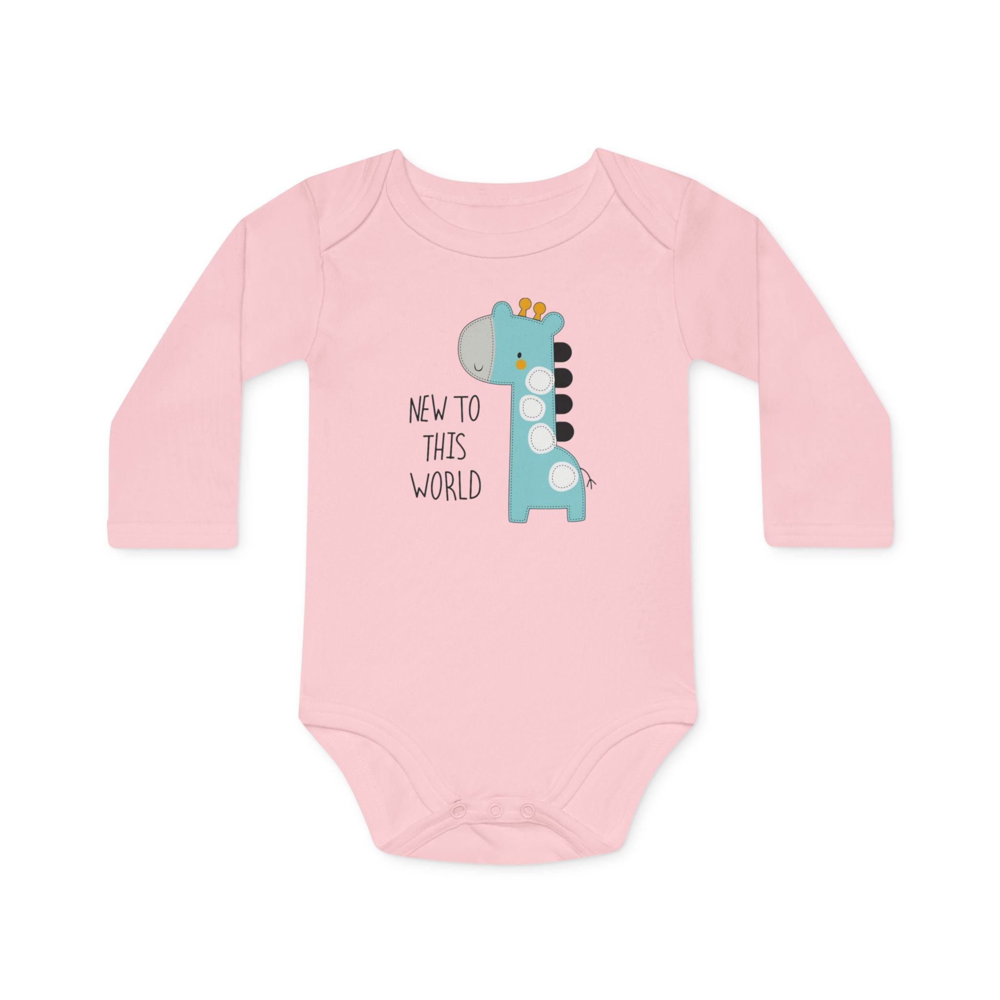 New to This World Baby Bodysuit — Organic Long-Sleeve Giraffe Baby Onesie
