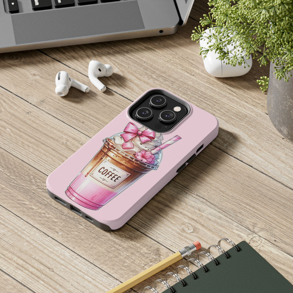 Cute Pink Coffee Phone Case — Kawaii Latte Tough Phone Case