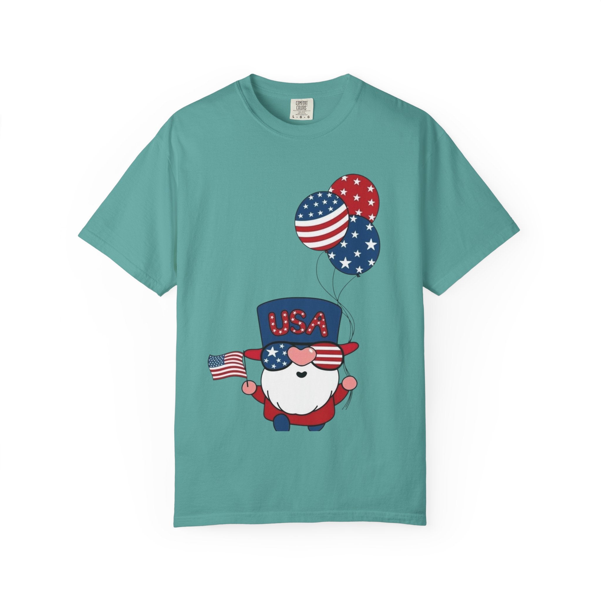 Patriotic Gnome with Balloons T-Shirt | Happy 4th of July USA Design