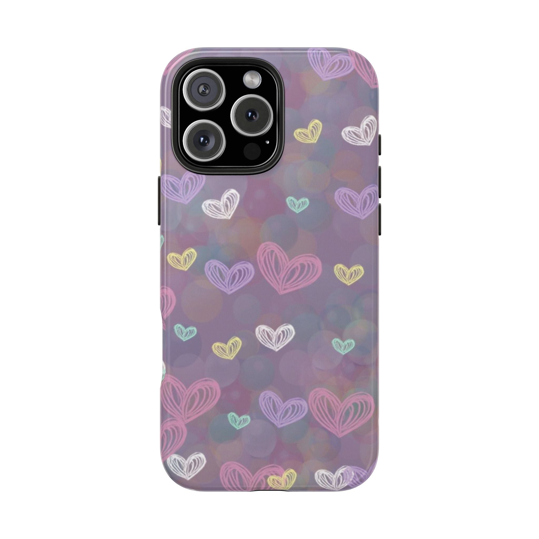 Tough Phone Case — Pastel Heart Pattern Protective Phone Cover