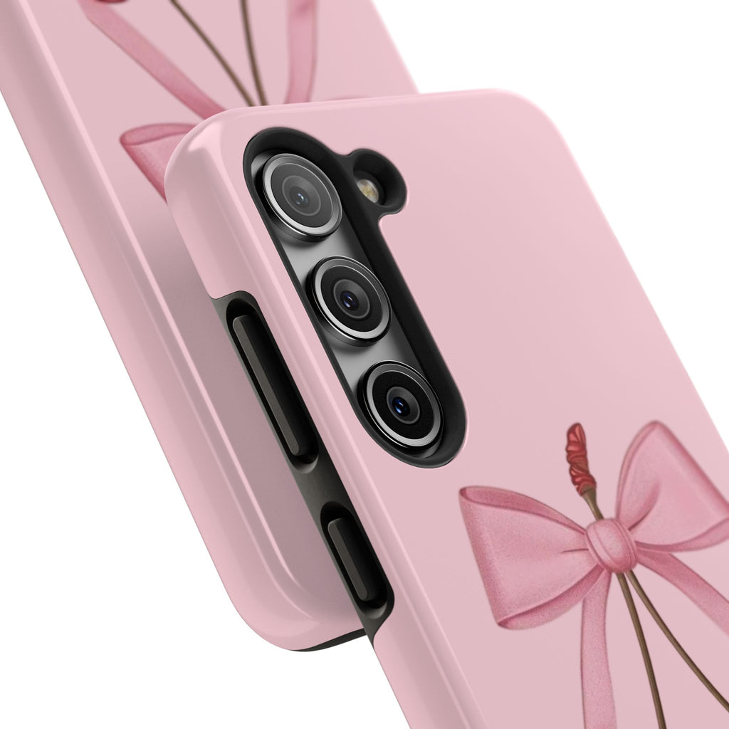 Pink Cherry Tough Phone Case — Cute Bow Cherry Protective Phone Cover