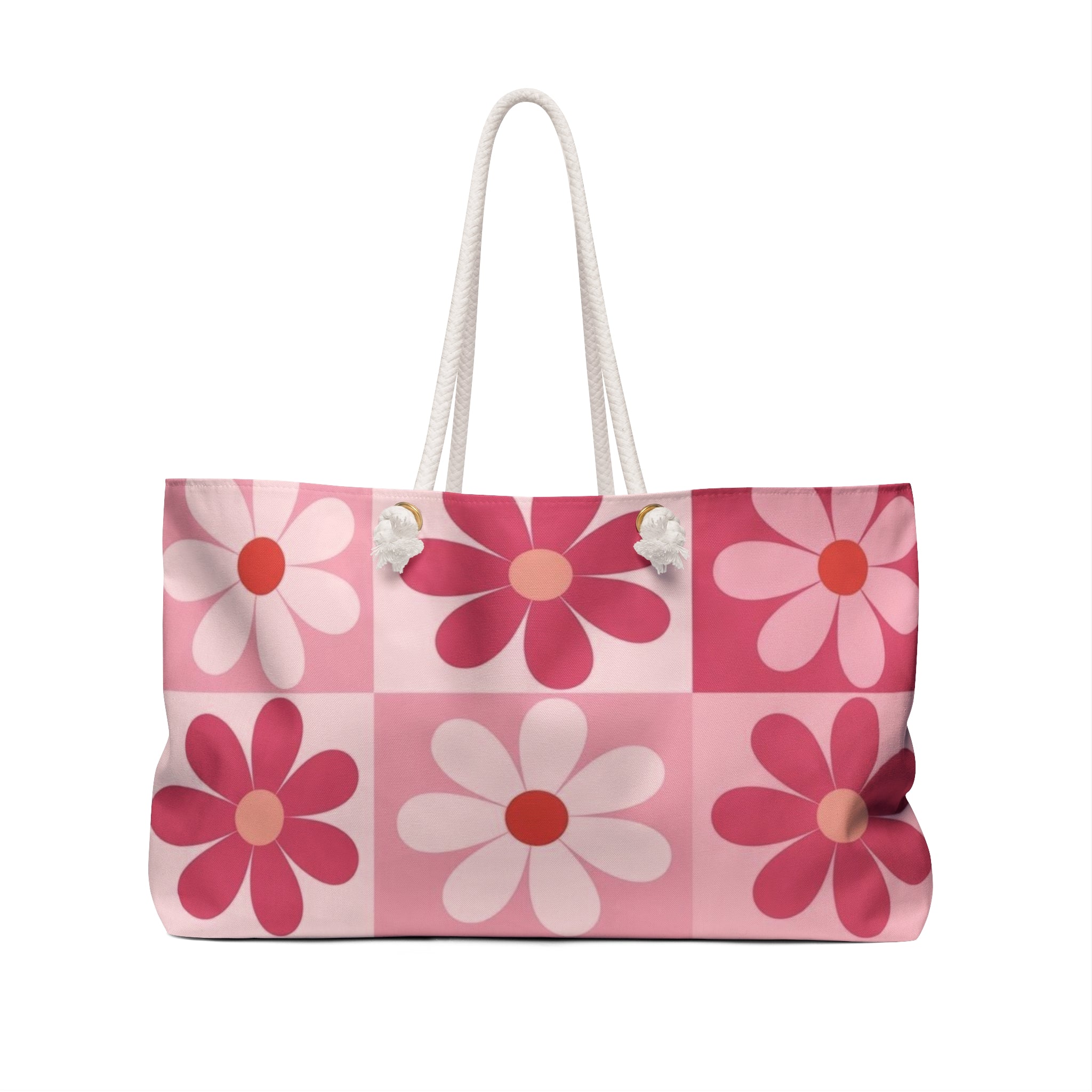 Pink Retro Daisy Weekender Bag