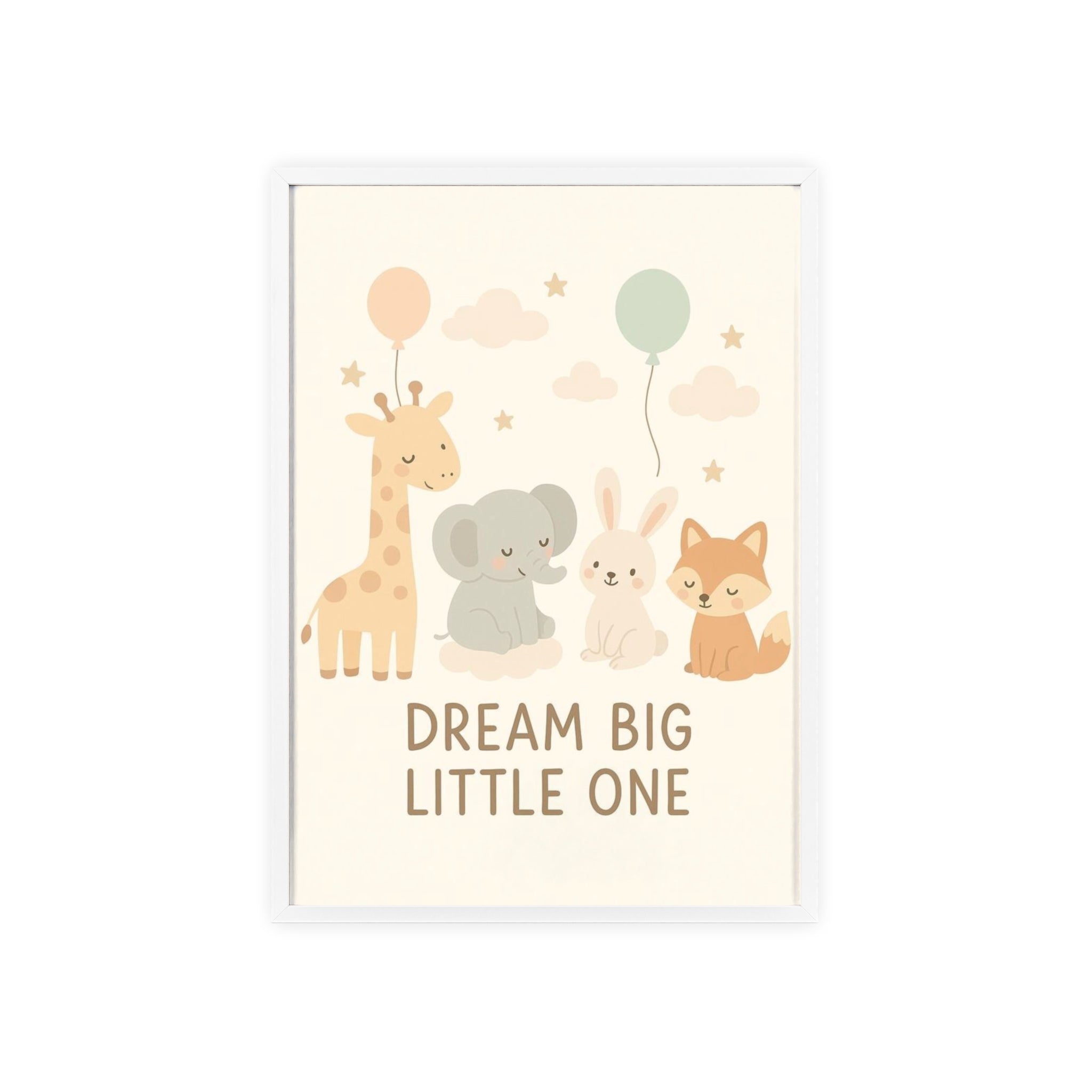 Dream Big Little One Nursery Poster — Woodland Animals Framed Wall Art