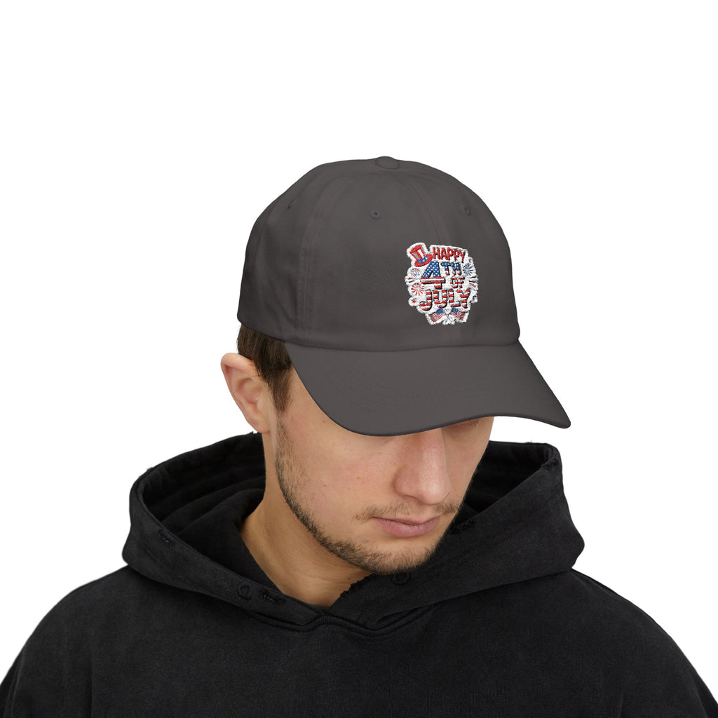 Patriotic 4th of July fireworks Dad Cap | American flag baseball hat