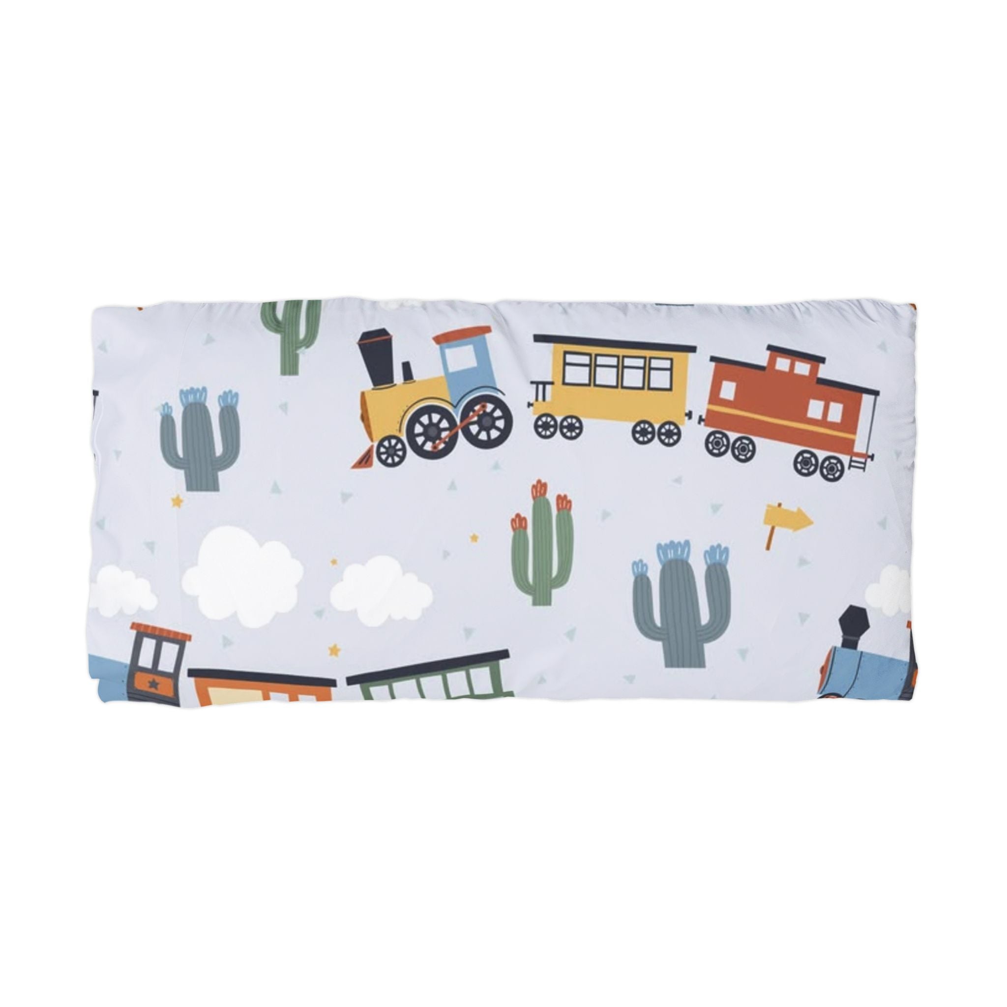 Kids Train Microfiber Pillowcase – Colorful Engine & Caboose Sleep Pillowcase for Toddlers