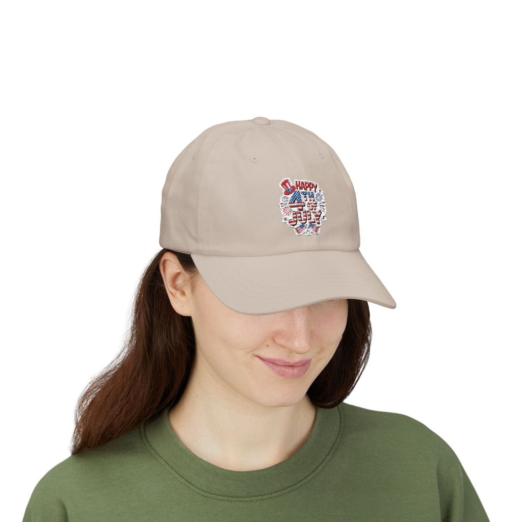 Patriotic 4th of July fireworks Dad Cap | American flag baseball hat