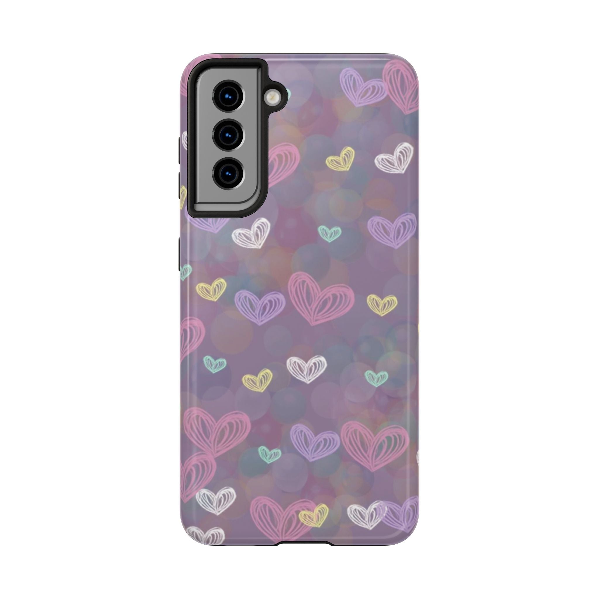 Tough Phone Case — Pastel Heart Pattern Protective Phone Cover