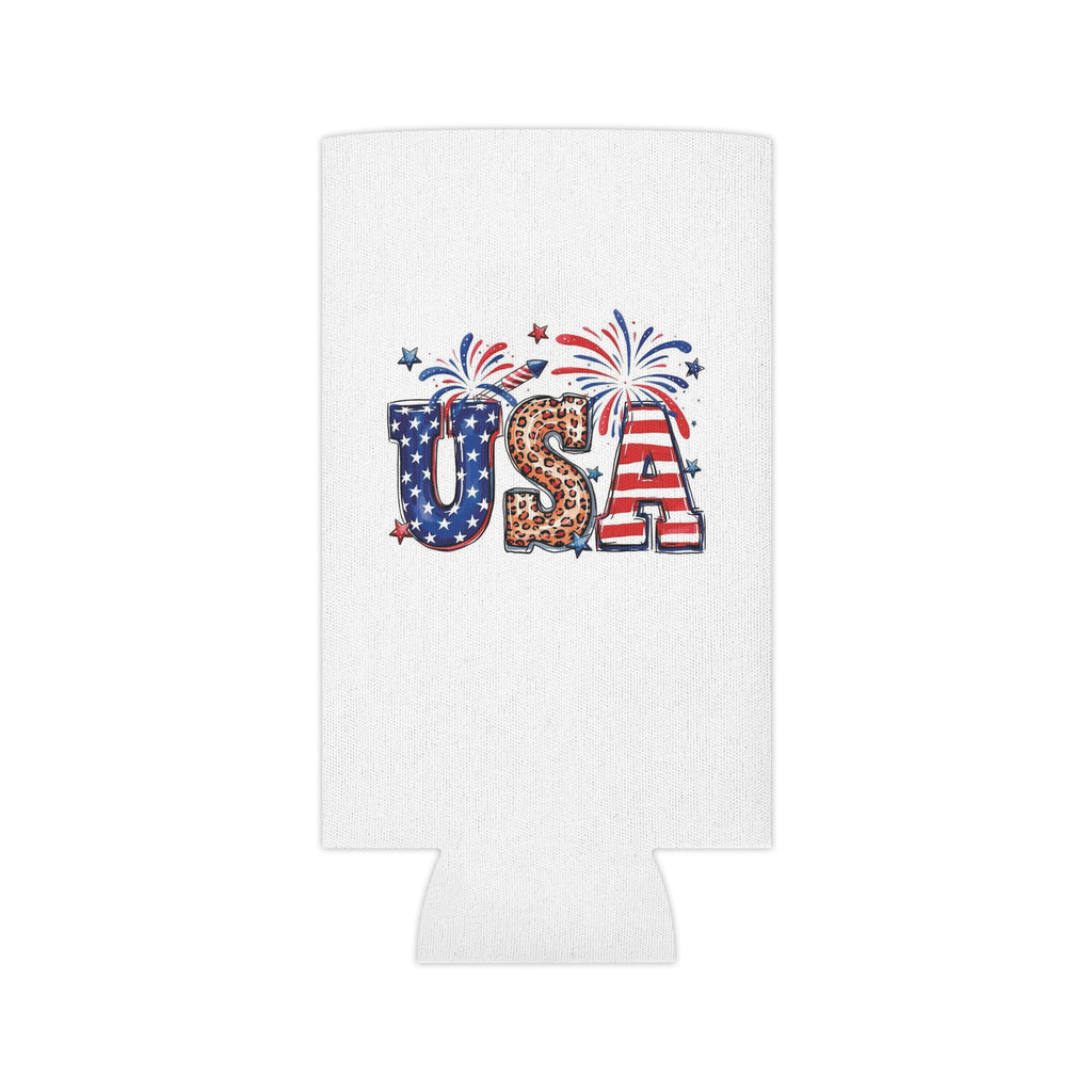 Patriotic USA Letters Can Cooler | American Flag Fireworks