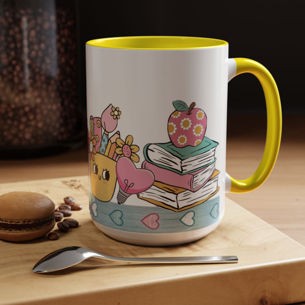 Cute Teacher Desk Accent Coffee Mug — Kawaii School Supplies Design